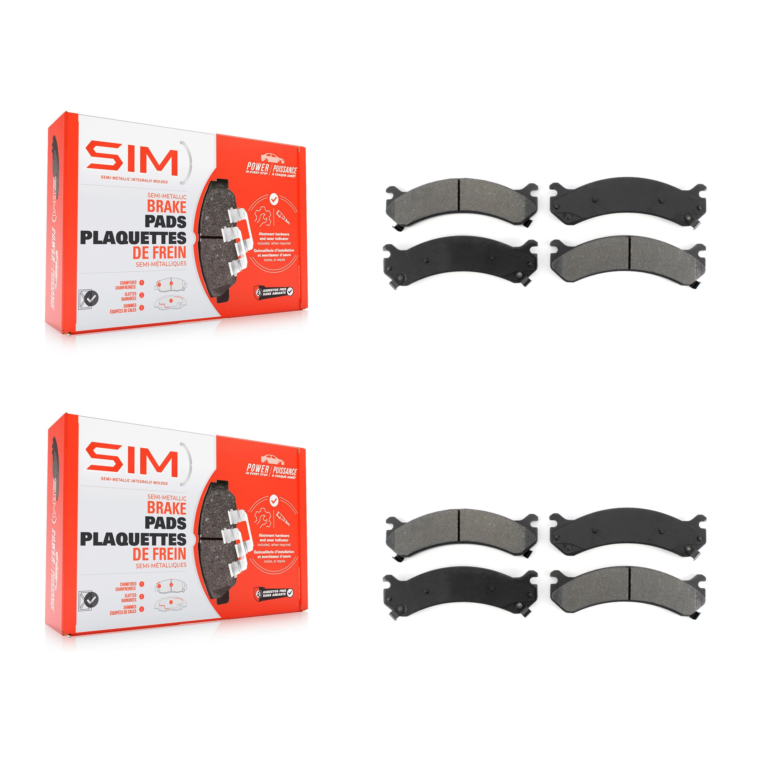 SIM KSM-100547 Disc Brake Pad for 2001-2010 Chevrolet Silverado 3500 Classic, Chevrolet Silverado 3500 HD and More - Front and Rear