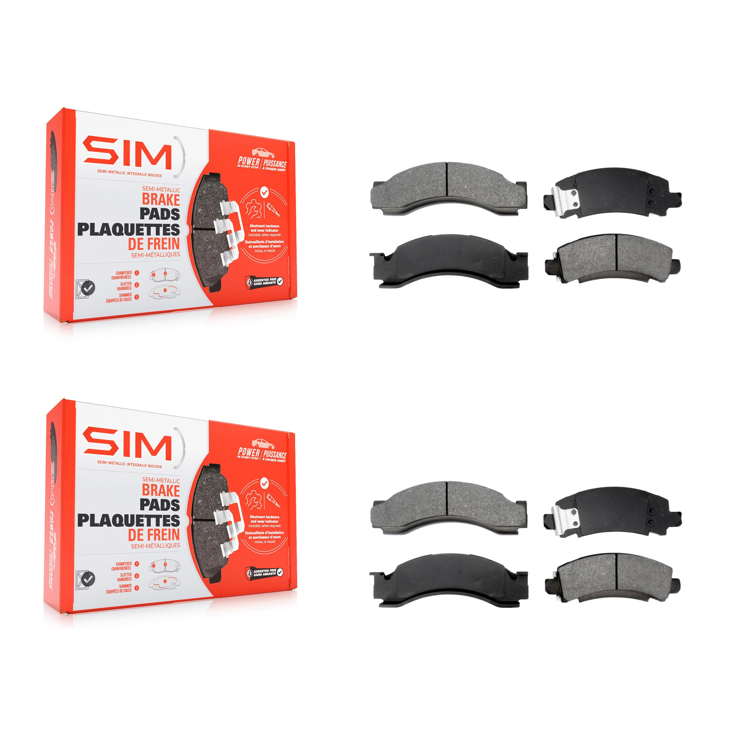 SIM KSM-100548 Disc Brake Pad for 1980-2007 Workhorse Custom Chassis P32, Workhorse W42 and More - Front and Rear