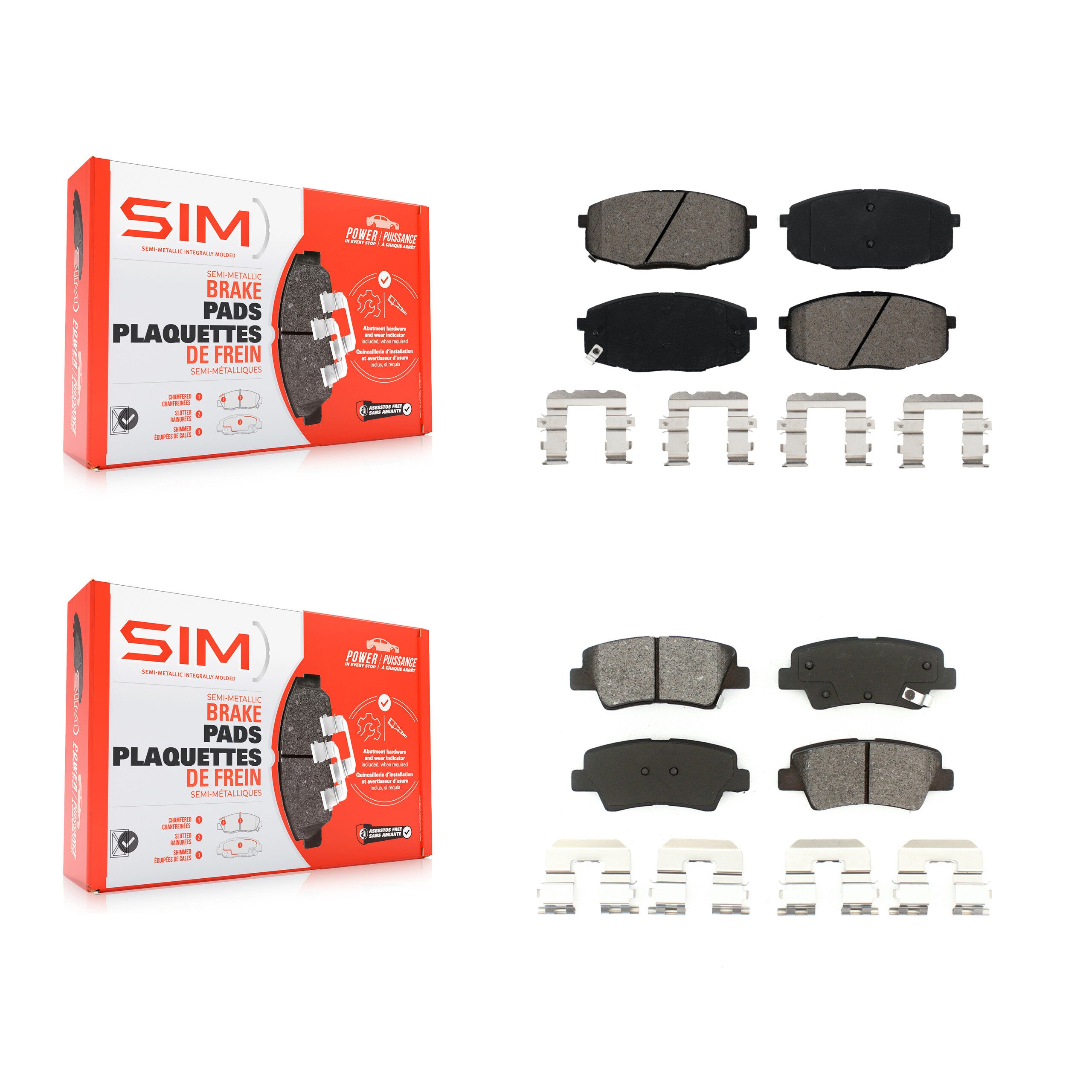 SIM KSM-100551 Disc Brake Pad for 2014-2016 Kia Soul - Front and Rear
