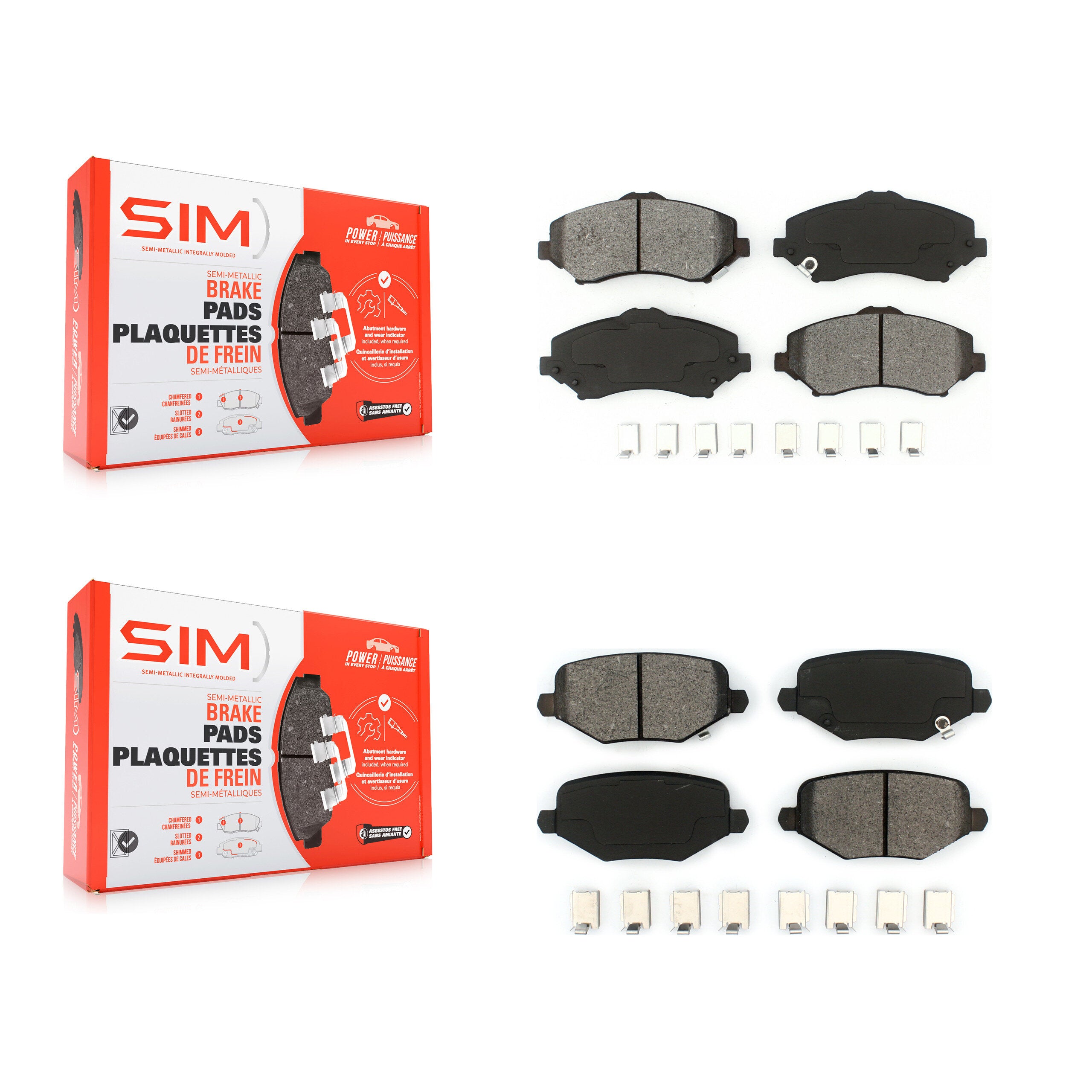SIM KSM-100552 Disc Brake Pad for 2012-2016 Chrysler Town & Country, Dodge Grand Caravan and More - Front and Rear