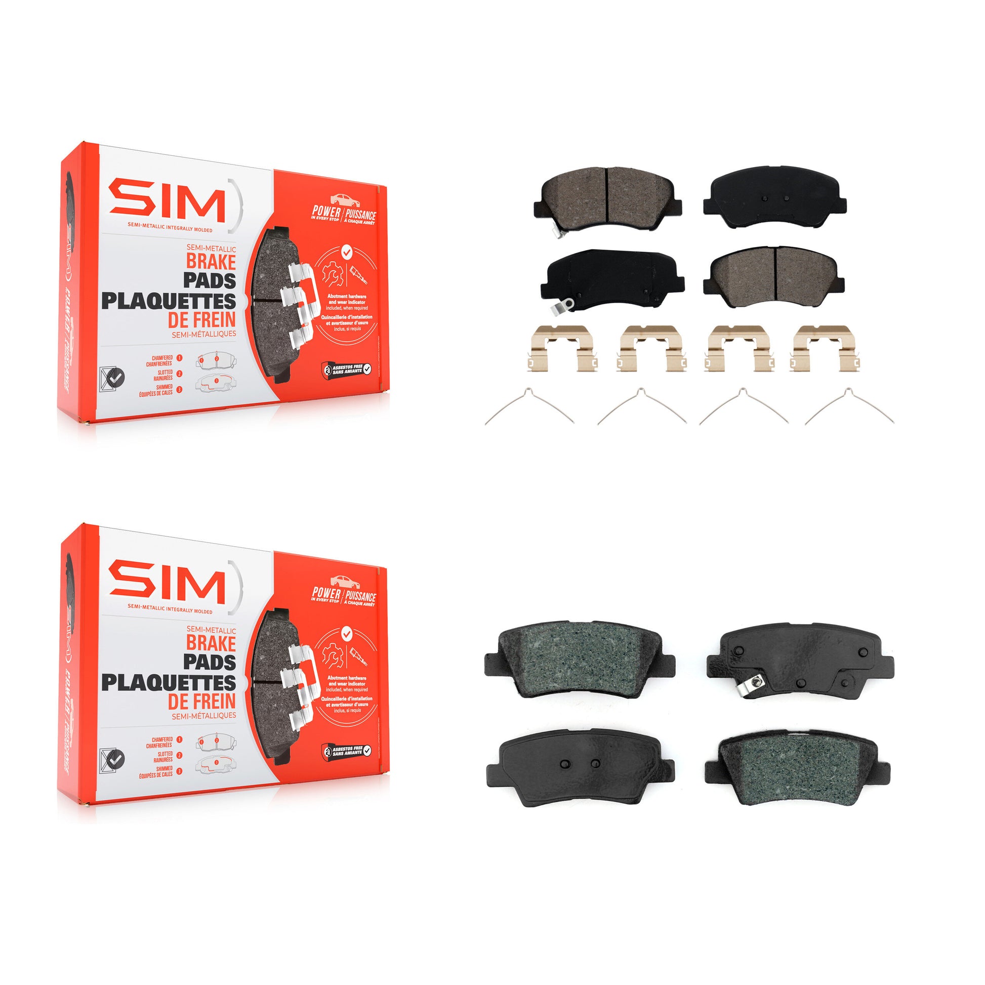 SIM KSM-100553 Disc Brake Pad for 2018-2023 Kia Rio, Hyundai Accent - Front and Rear