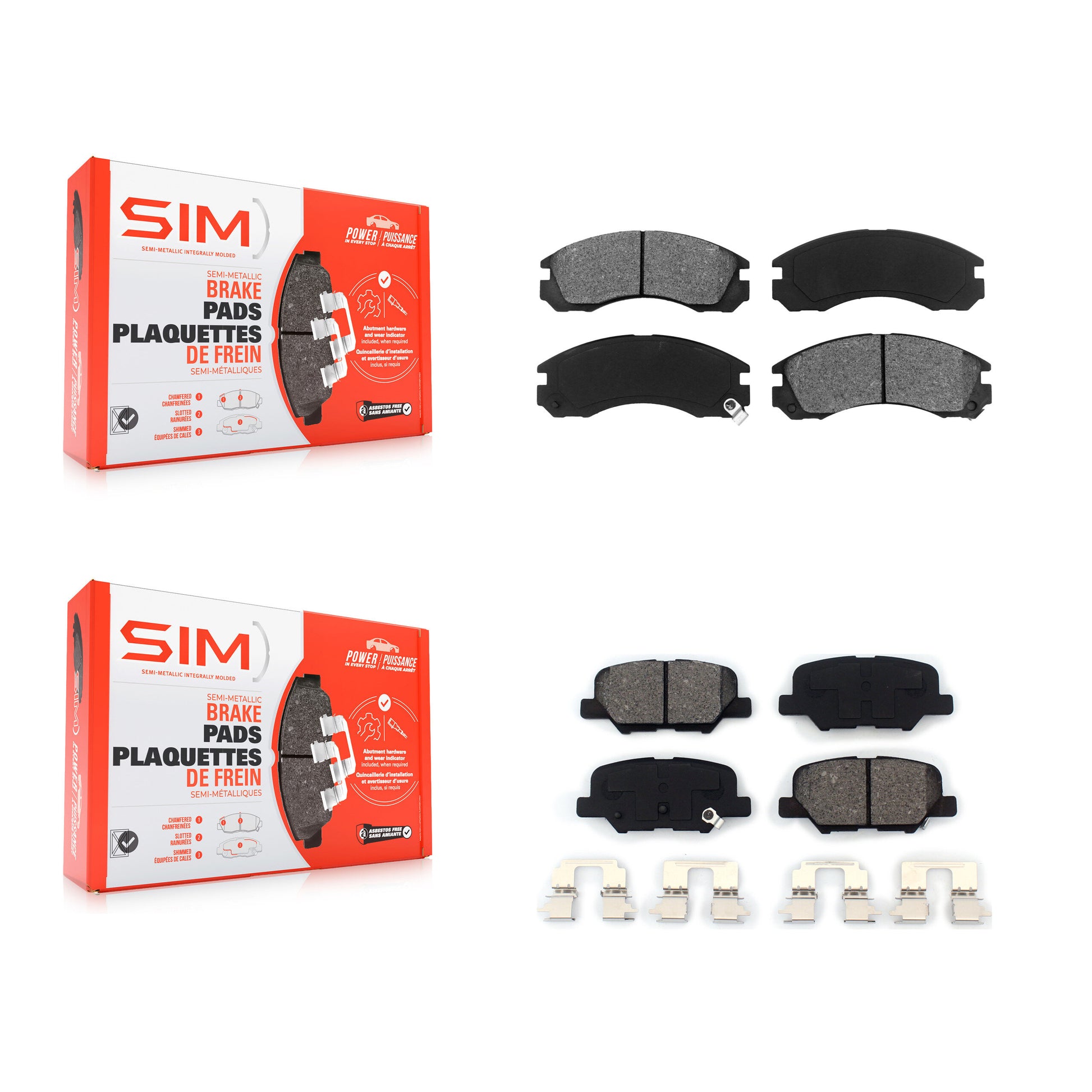 SIM KSM-100563 Disc Brake Pad for 2018-2020 Mitsubishi Outlander PHEV - Front and Rear
