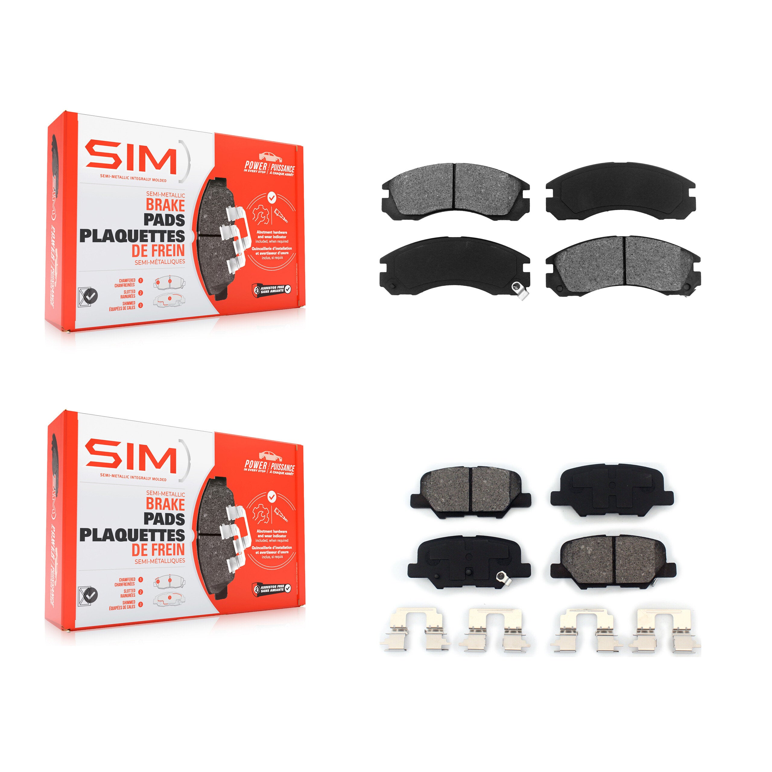 SIM KSM-100563 Disc Brake Pad for 2018-2020 Mitsubishi Outlander PHEV - Front and Rear