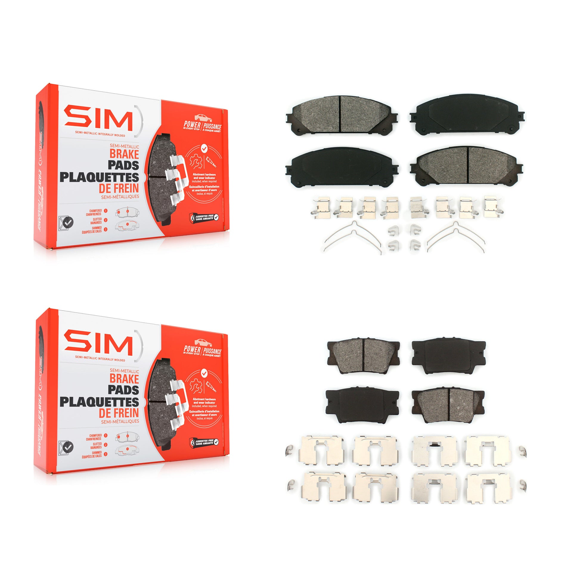 SIM KSM-100565 Disc Brake Pad for 2022 Toyota Camry - Front and Rear