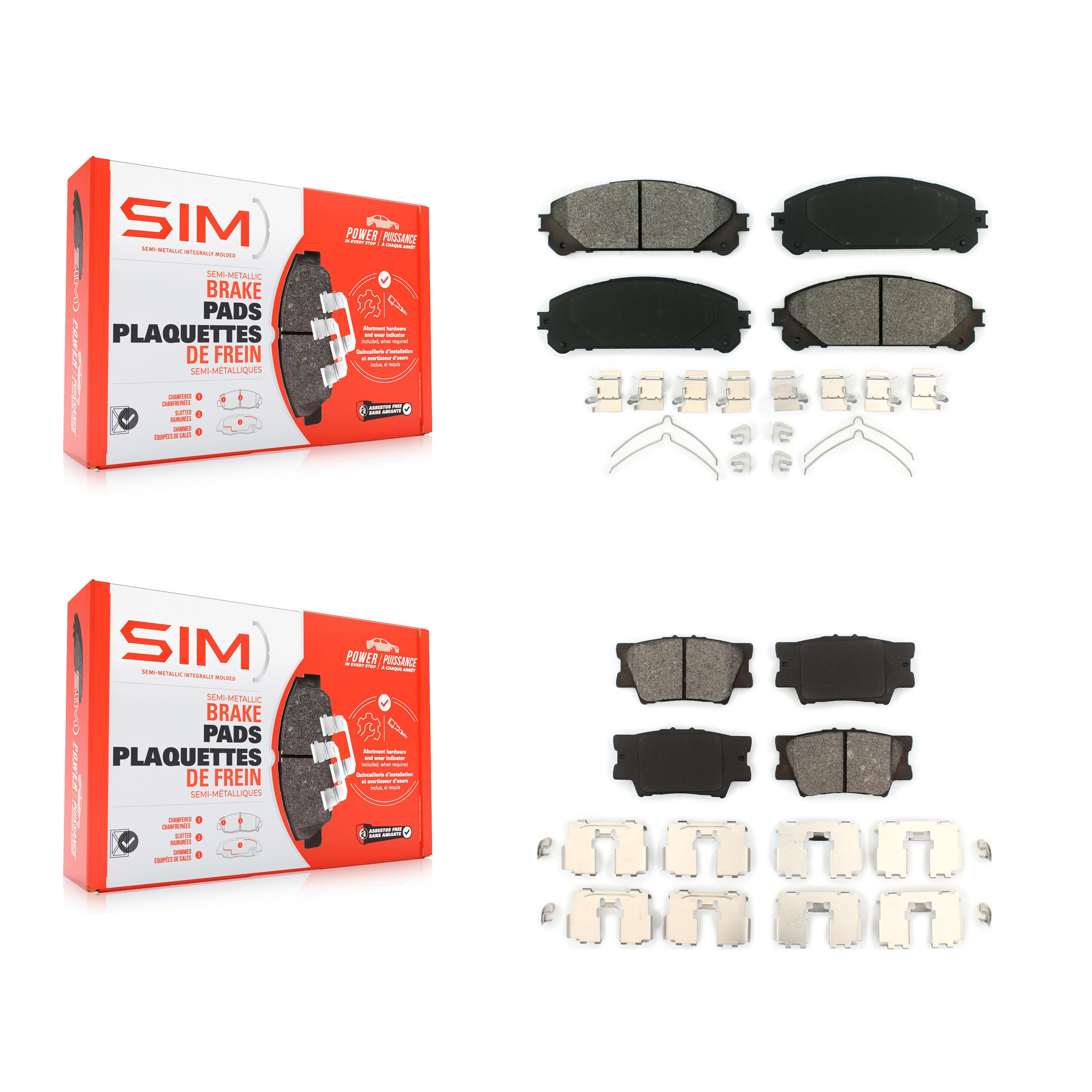 SIM KSM-100565 Disc Brake Pad for 2022 Toyota Camry - Front and Rear