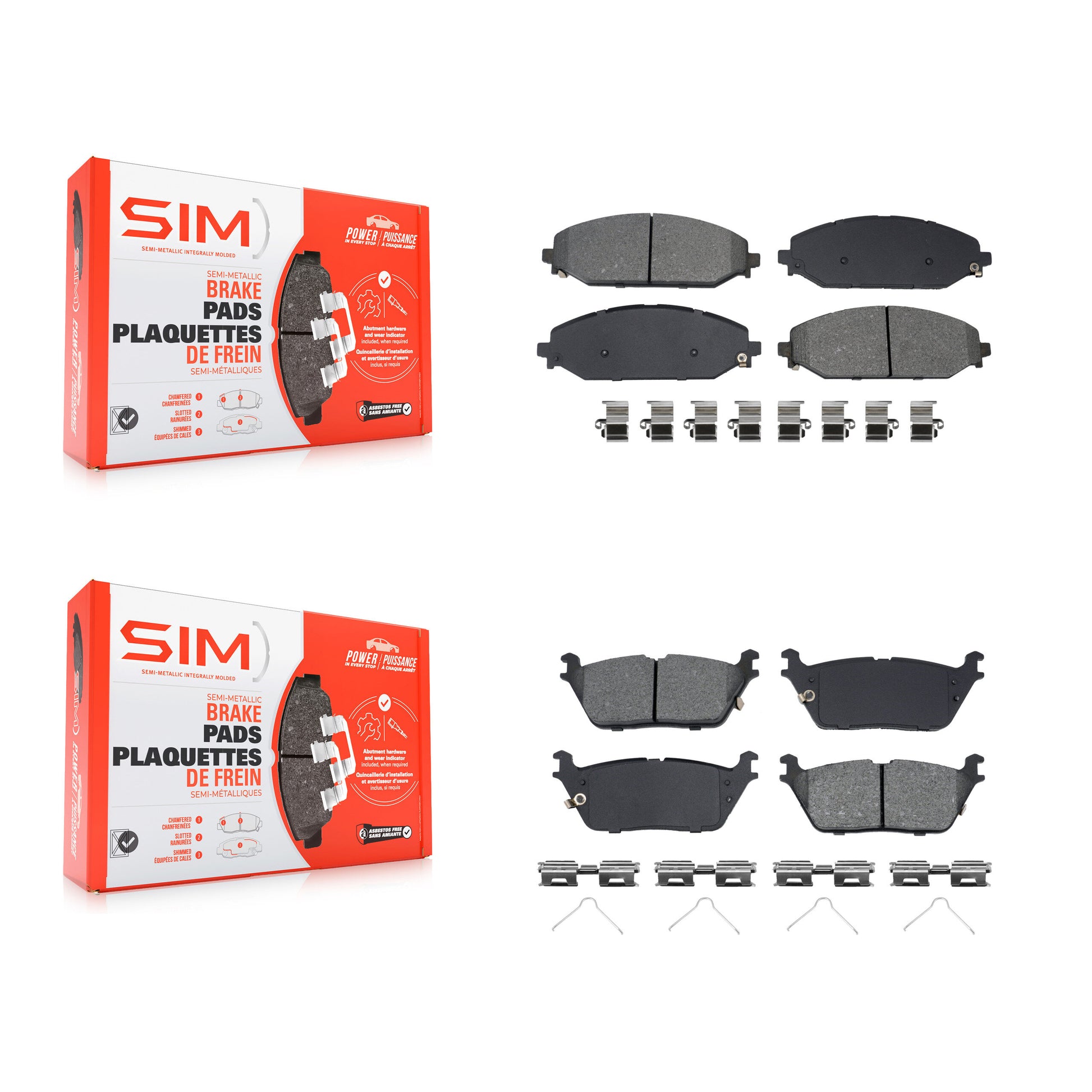 SIM KSM-100568 Disc Brake Pad for 2019-2024 Jeep Grand Wagoneer L, Jeep Wagoneer L and More - Front and Rear
