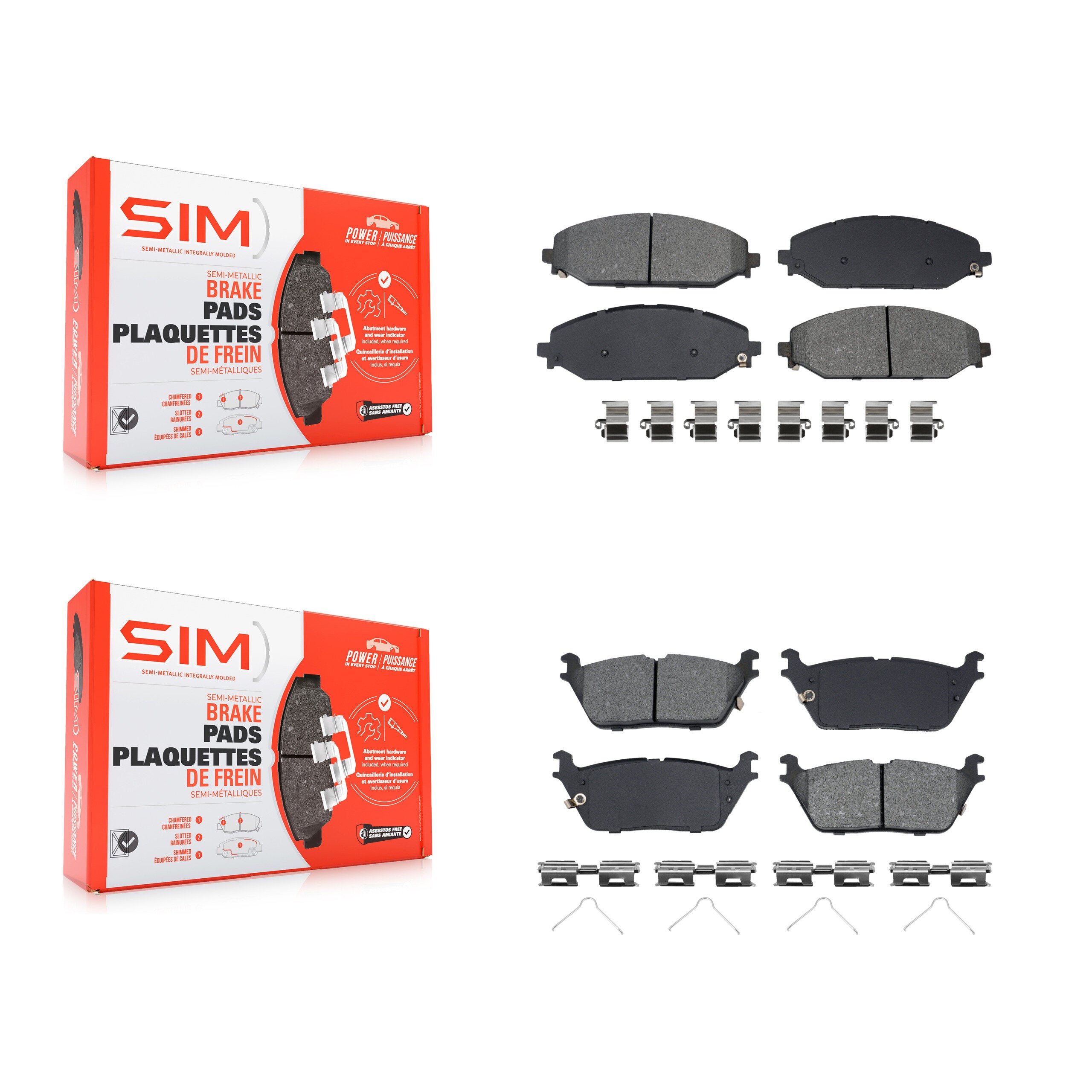 SIM KSM-100568 Disc Brake Pad for 2019-2024 Jeep Grand Wagoneer L, Jeep Wagoneer L and More - Front and Rear
