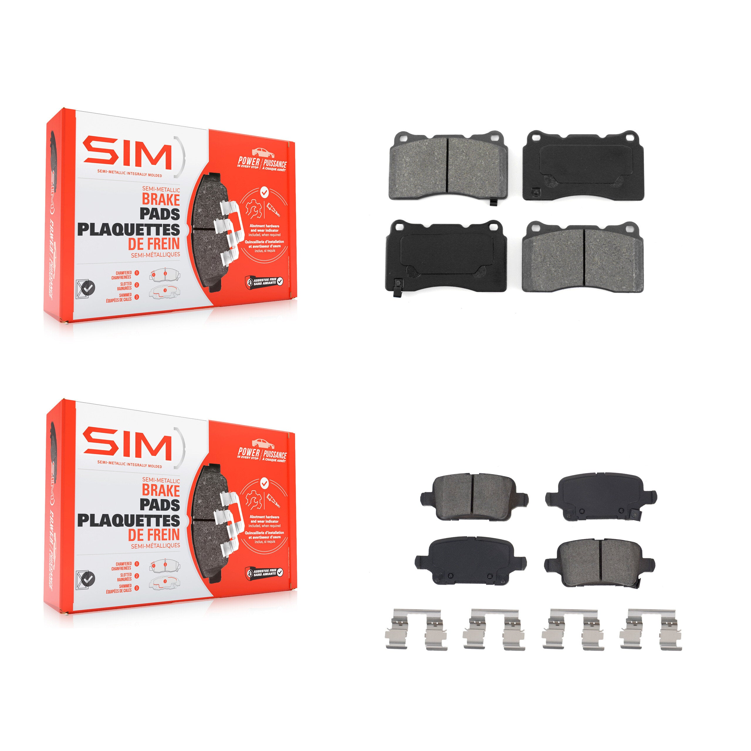 SIM KSM-100578 Disc Brake Pad for 2018-2020 Buick Regal Sportback, Buick Regal TourX - Front and Rear