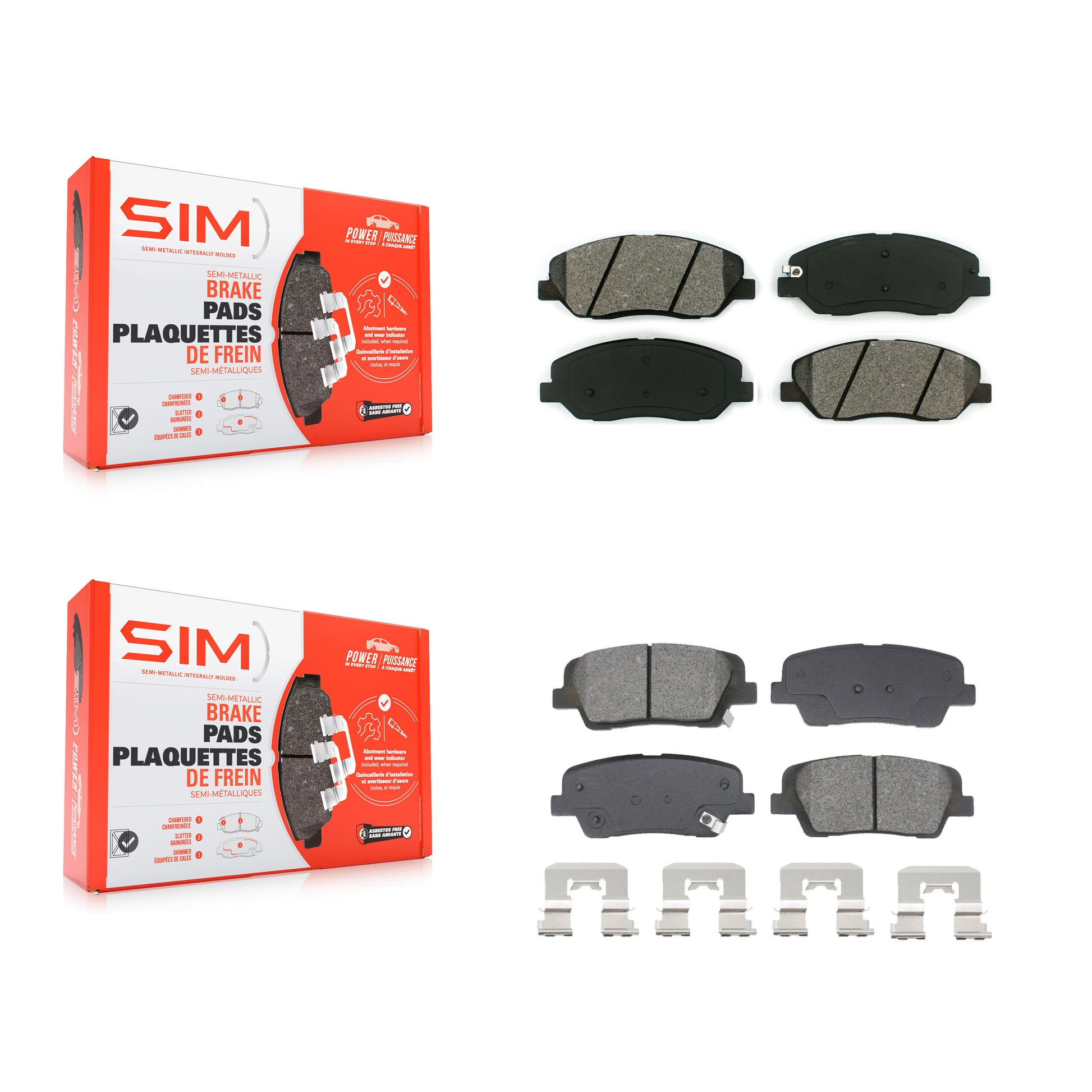 SIM KSM-100580 Disc Brake Pad for 2013-2016 Hyundai Santa Fe, Hyundai Santa Fe XL - Front and Rear