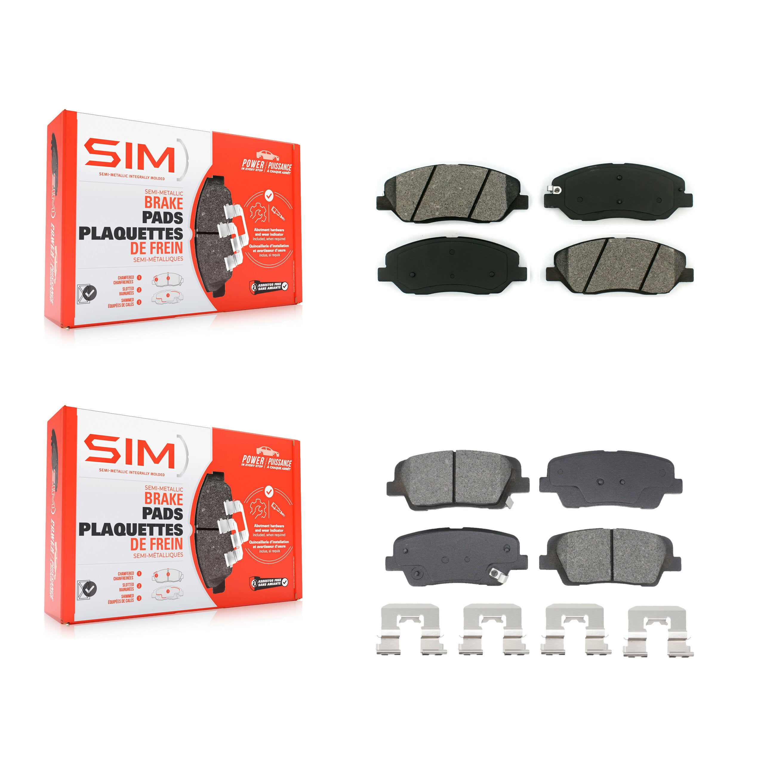 SIM KSM-100580 Disc Brake Pad for 2013-2016 Hyundai Santa Fe, Hyundai Santa Fe XL - Front and Rear