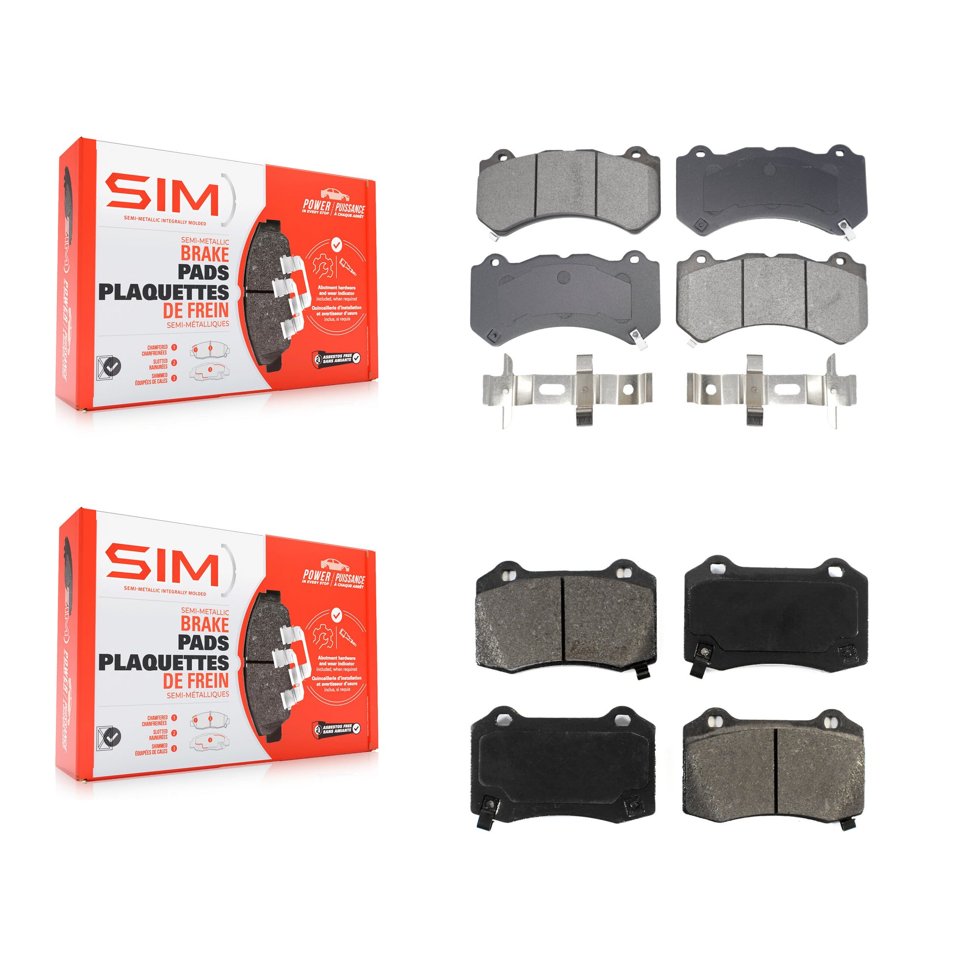 SIM KSM-100584 Disc Brake Pad for 2009-2022 Dodge Charger, Dodge Challenger and More - Front and Rear