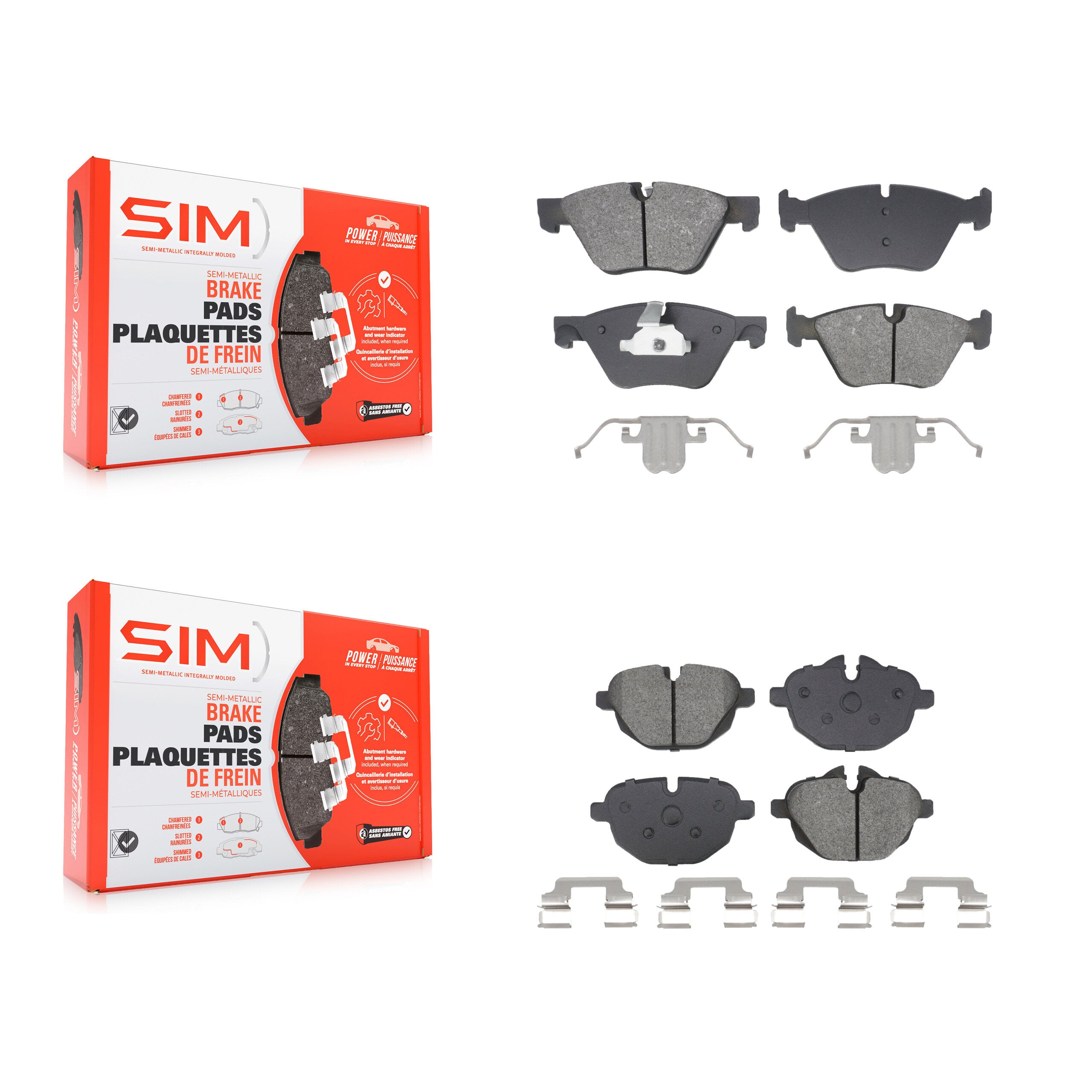 SIM KSM-100588 Disc Brake Pad for 2011-2016 BMW 528i xDrive, BMW 528i - Front and Rear