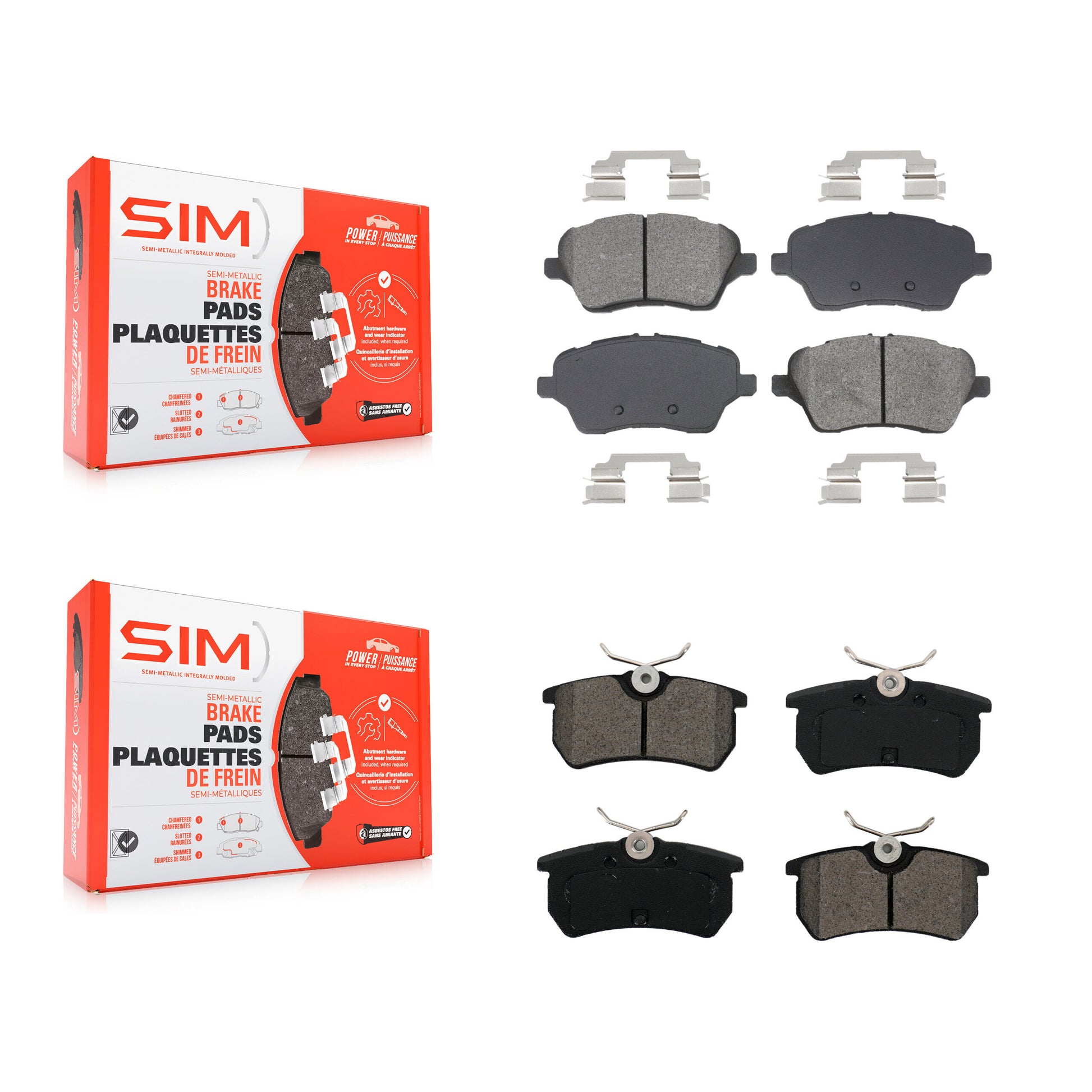 SIM KSM-100591 Disc Brake Pad for 2014-2019 Ford Fiesta - Front and Rear