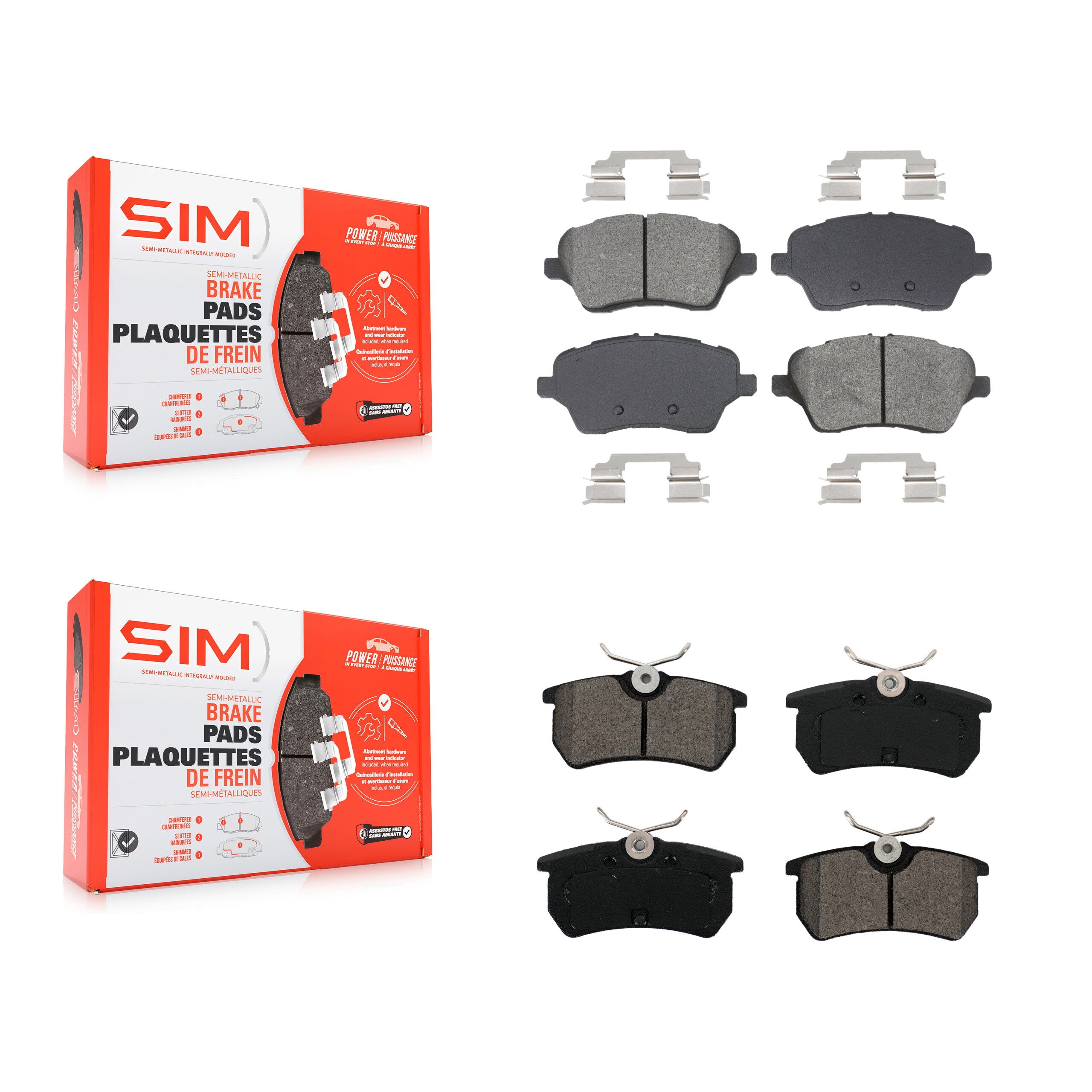 SIM KSM-100591 Disc Brake Pad for 2014-2019 Ford Fiesta - Front and Rear