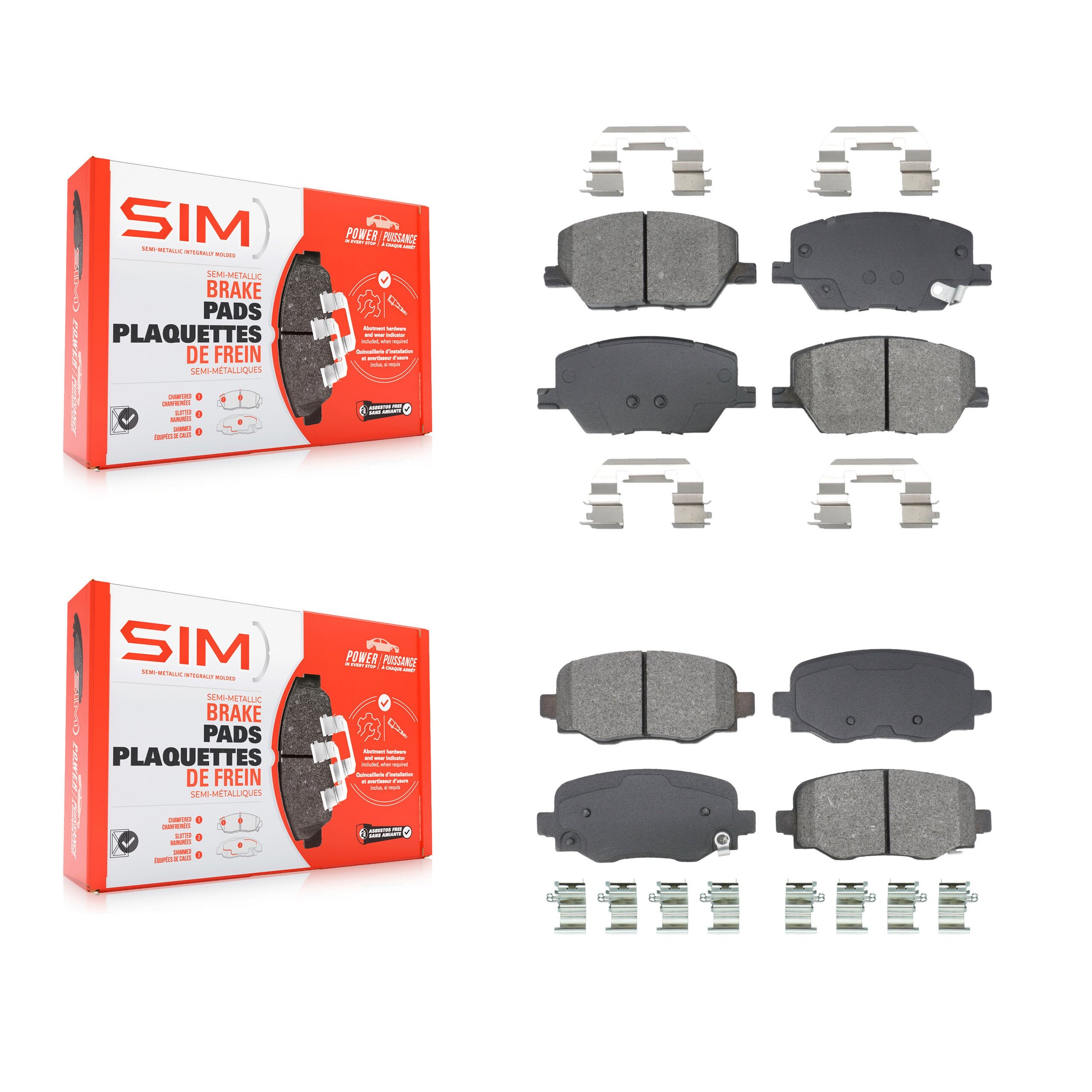SIM KSM-100592 Disc Brake Pad for 2015-2024 Dodge Hornet, Fiat 500X, Jeep Renegade - Front and Rear