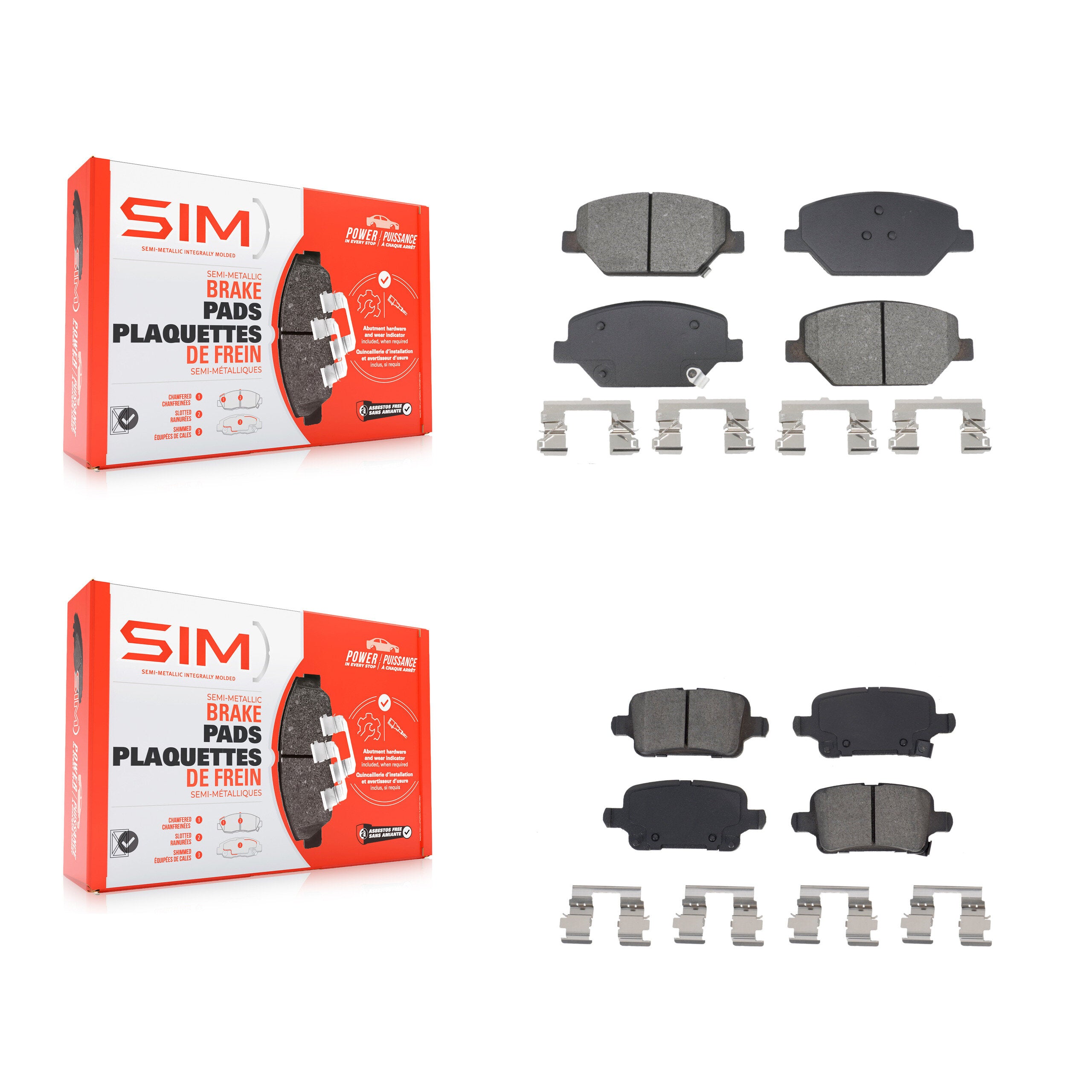 SIM KSM-100596 Disc Brake Pad for 2017-2020 Buick Regal Sportback, Chevrolet Equinox and More - Front and Rear