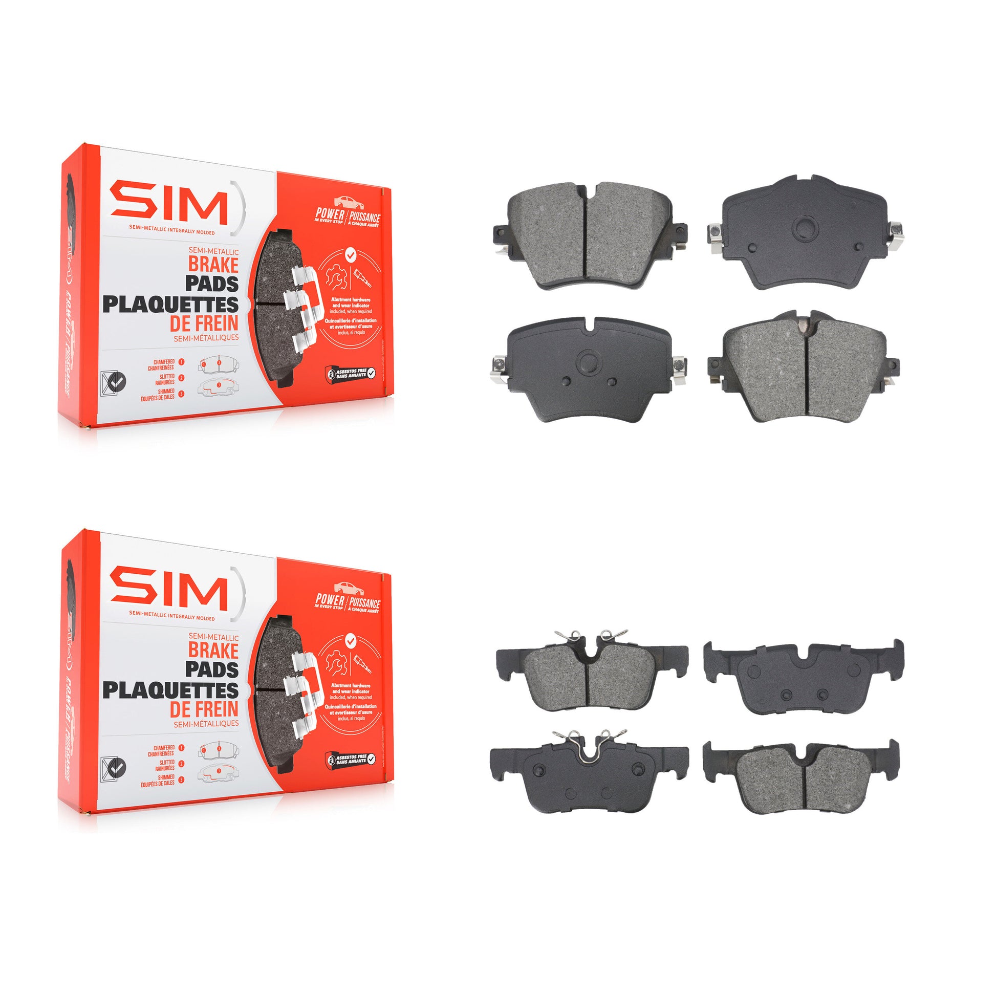 SIM KSM-100598 Disc Brake Pad for 2016-2022 BMW 228i Gran Coupe, Mini Cooper Countryman and More - Front and Rear