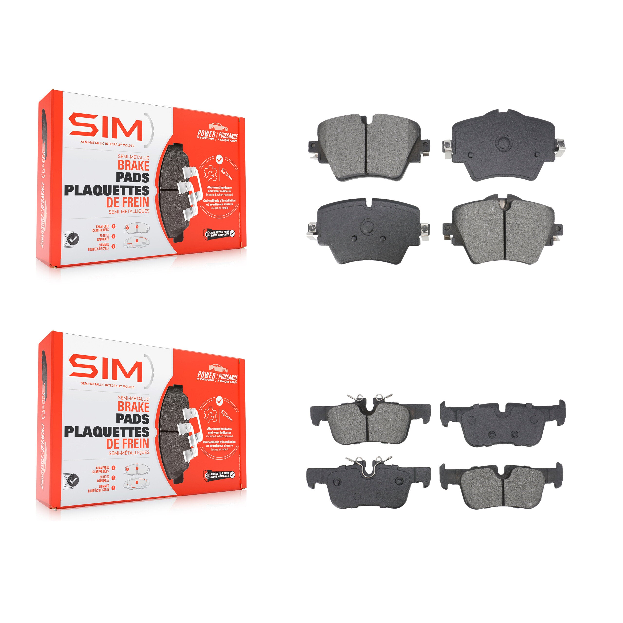 SIM KSM-100598 Disc Brake Pad for 2016-2022 BMW 228i Gran Coupe, Mini Cooper Countryman and More - Front and Rear