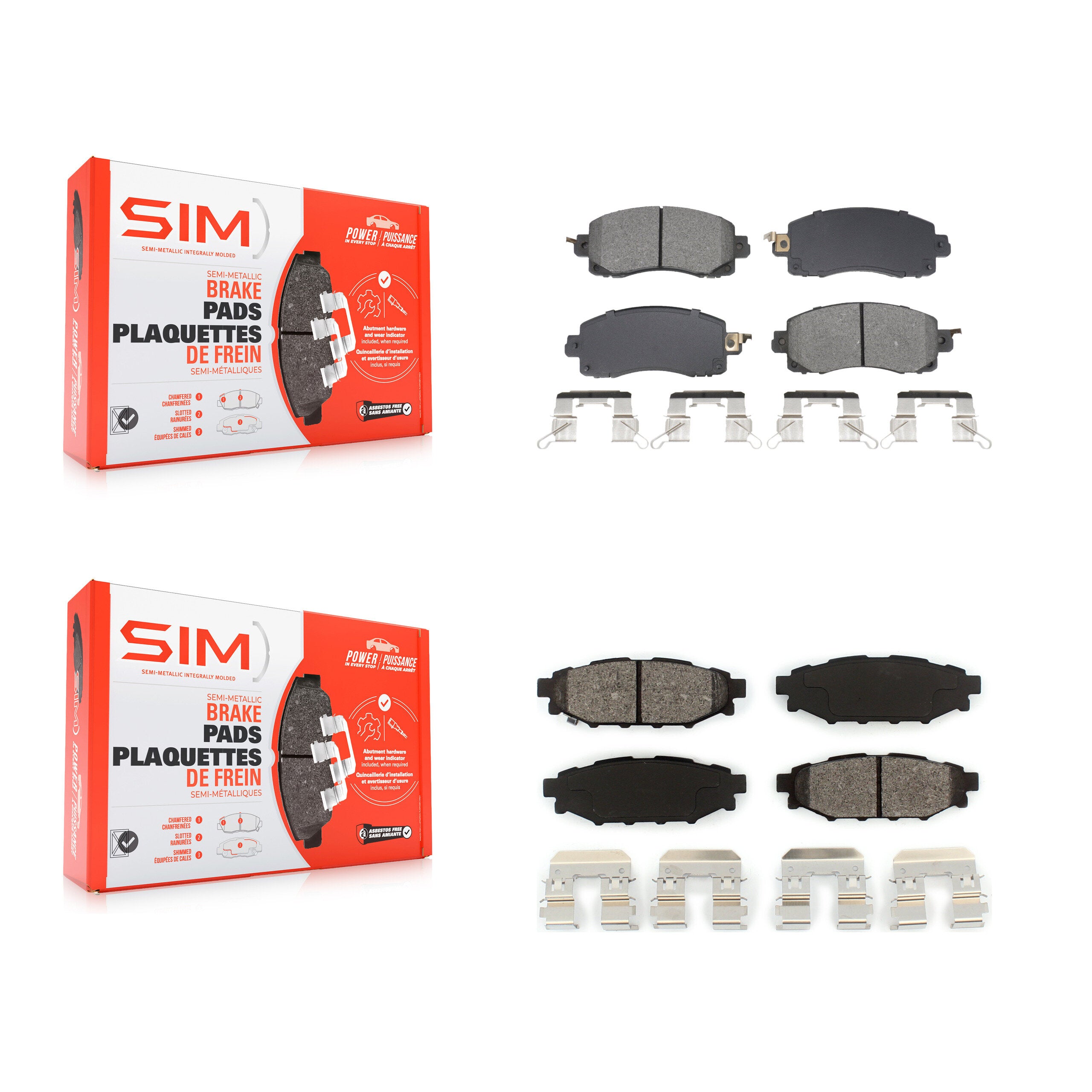 SIM KSM-100603 Disc Brake Pad for 2017-2023 Subaru Crosstrek, Subaru Impreza - Front and Rear