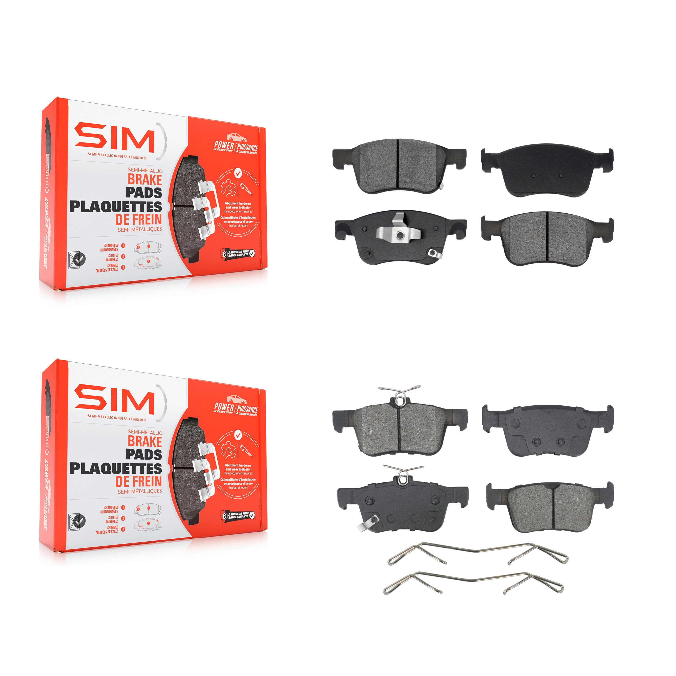 SIM KSM-100609 Disc Brake Pad for 2018-2024 Honda Accord, Honda Civic - Front and Rear