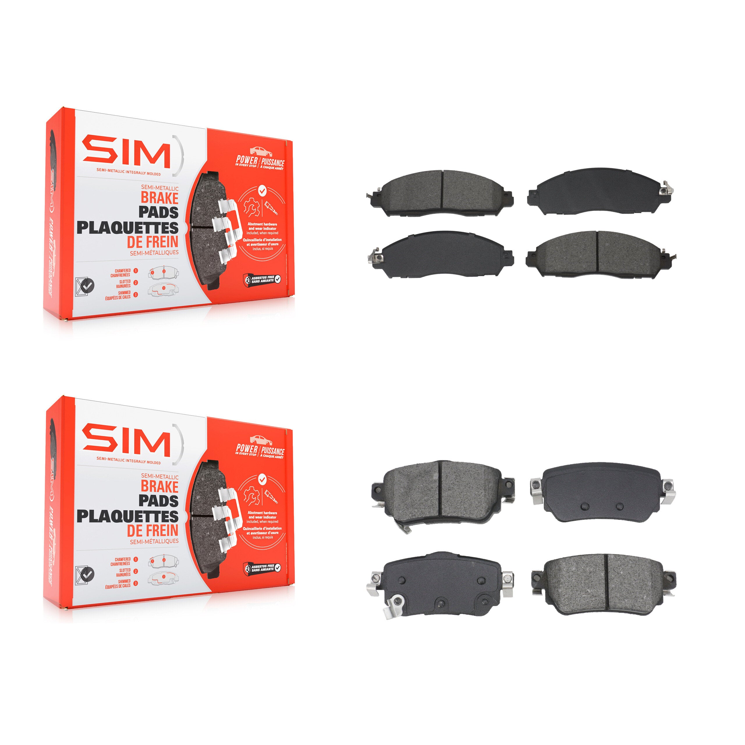 SIM KSM-100612 Disc Brake Pad for 2018-2023 Nissan LEAF - Front and Rear