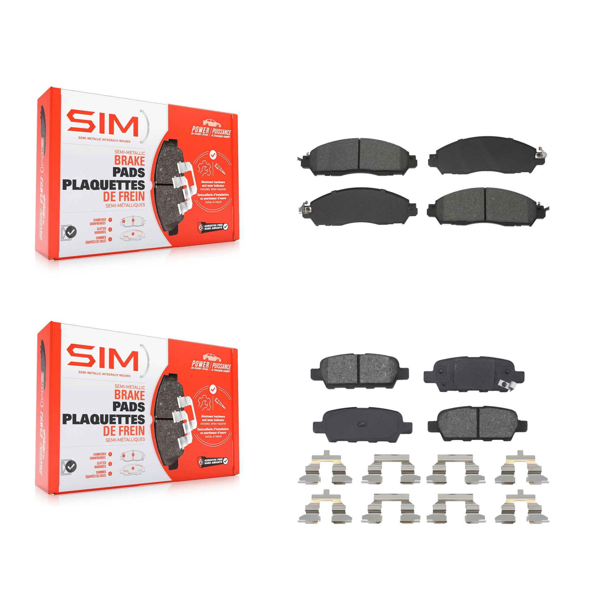 SIM KSM-100613 Disc Brake Pad for 2018-2022 Nissan LEAF - Front and Rear