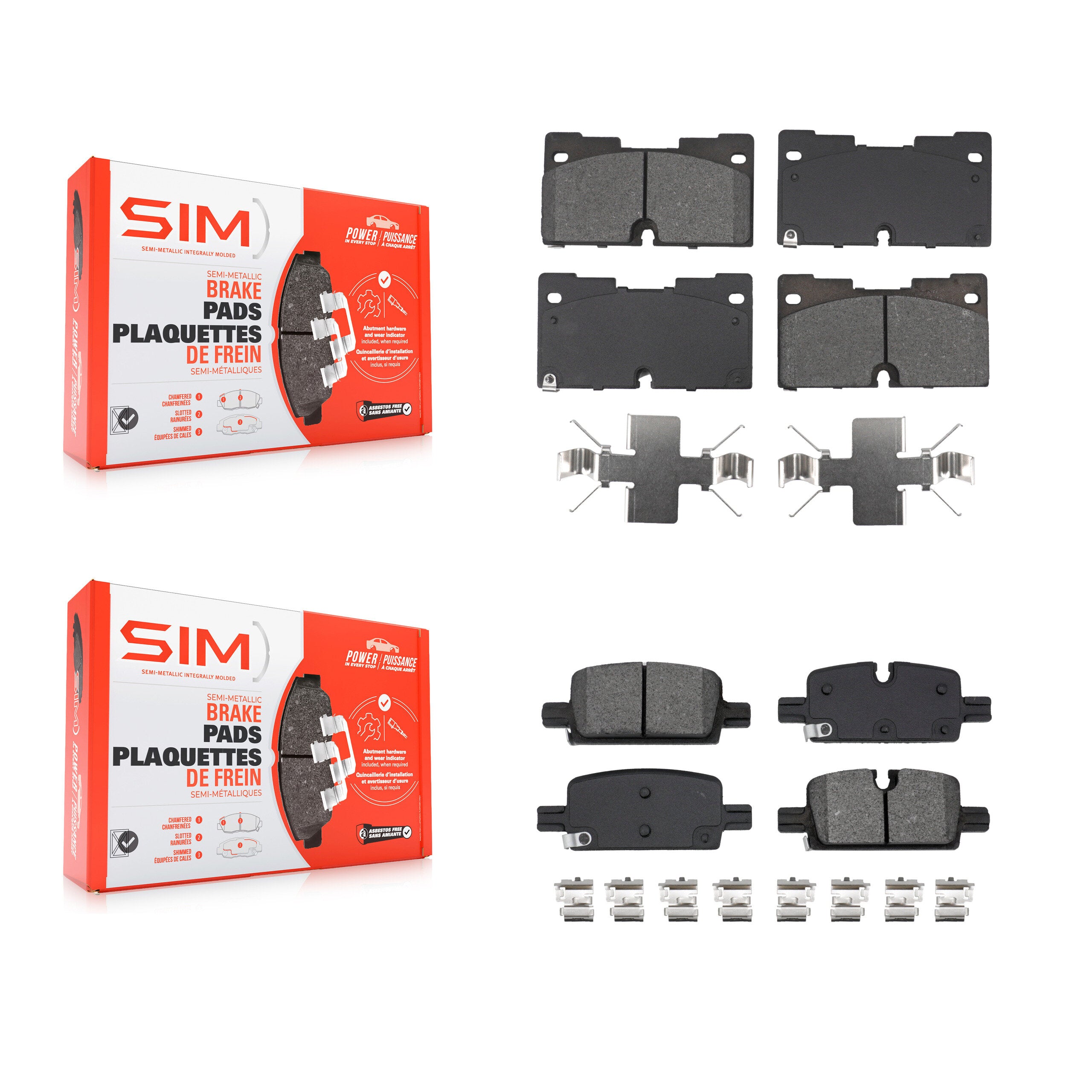 SIM KSM-100614 Disc Brake Pad for 2019-2024 Chevrolet Silverado 1500 LTD, GMC Sierra 1500 Limited and More - Front and Rear