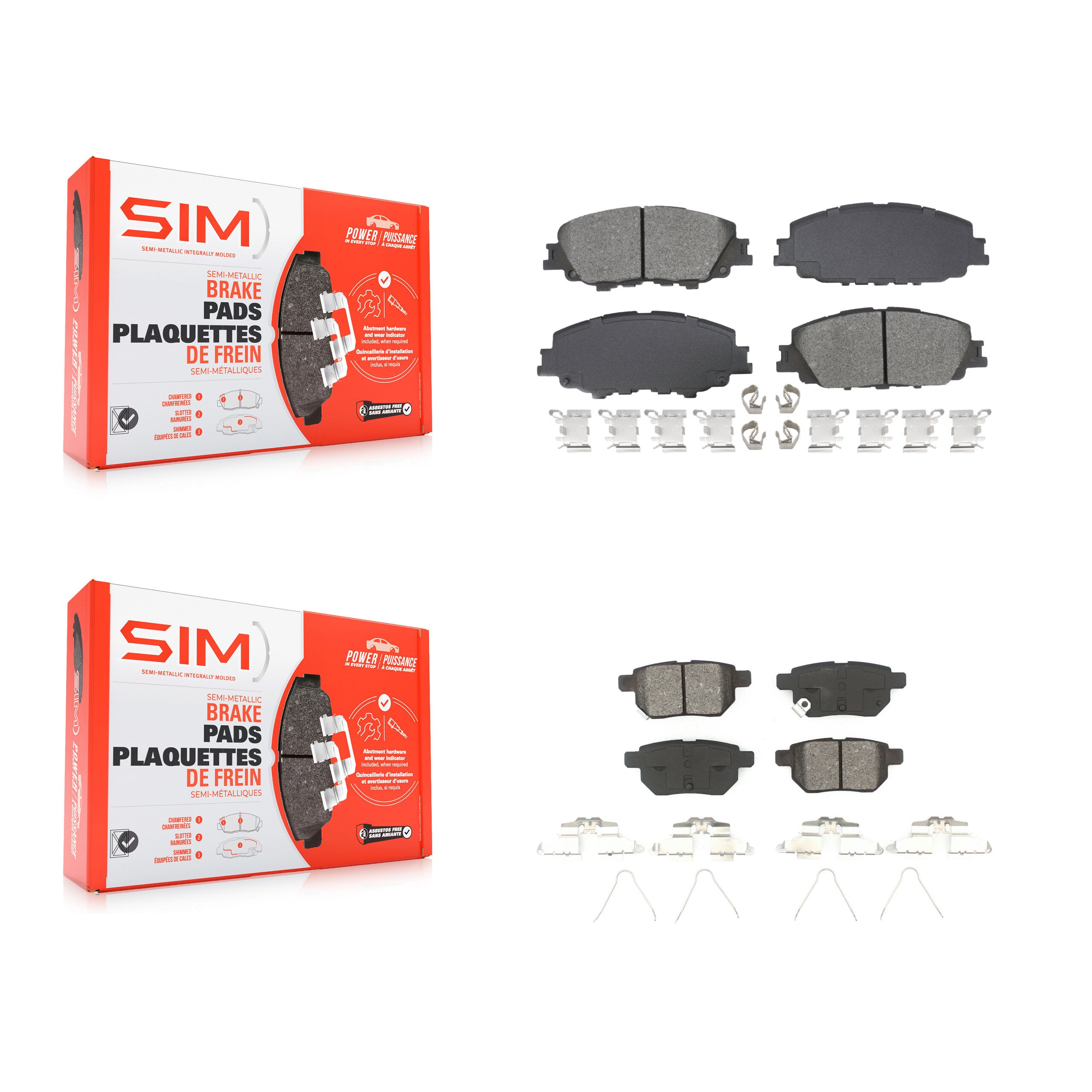 SIM KSM-100616 Disc Brake Pad for 2019-2022 Toyota Corolla, Toyota Prius Prime - Front and Rear