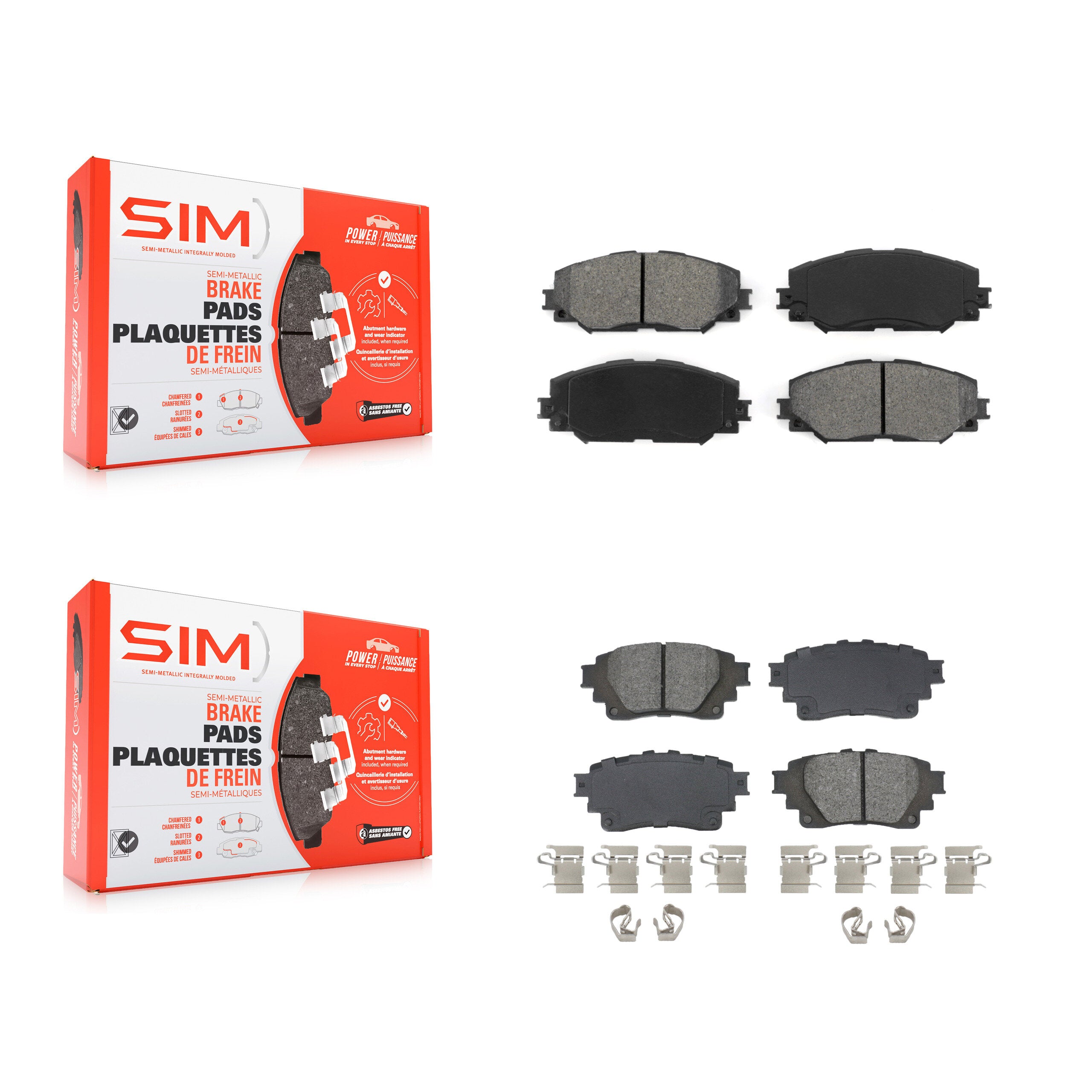 SIM KSM-100617 Disc Brake Pad for 2019 Toyota Corolla - Front and Rear