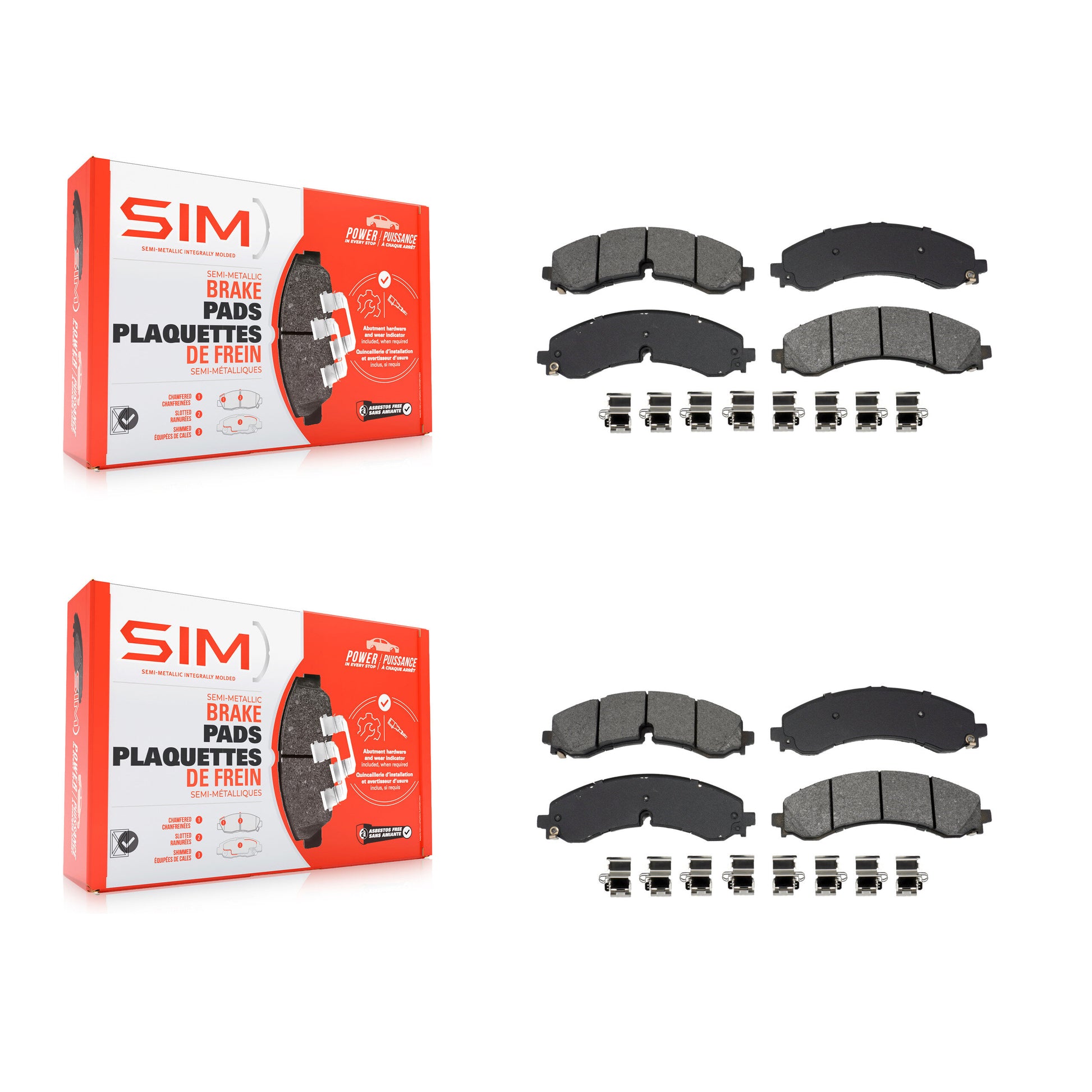 SIM KSM-100621 Disc Brake Pad for 2020-2024 Chevrolet Silverado 3500 HD, Chevrolet Silverado 2500 HD and More - Front and Rear
