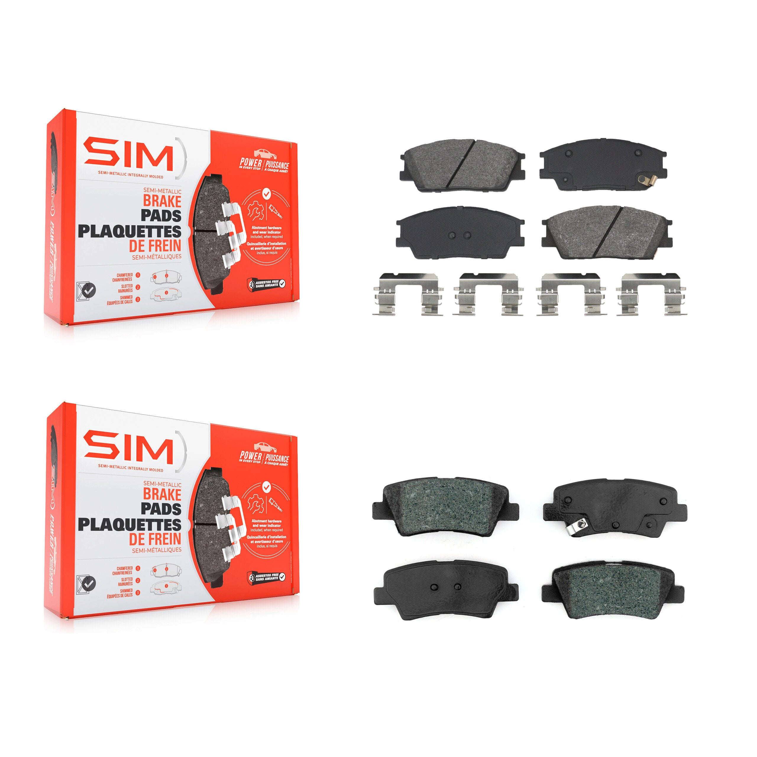 SIM KSM-100623 Disc Brake Pad for 2020-2023 Kia Soul, Hyundai Venue - Front and Rear
