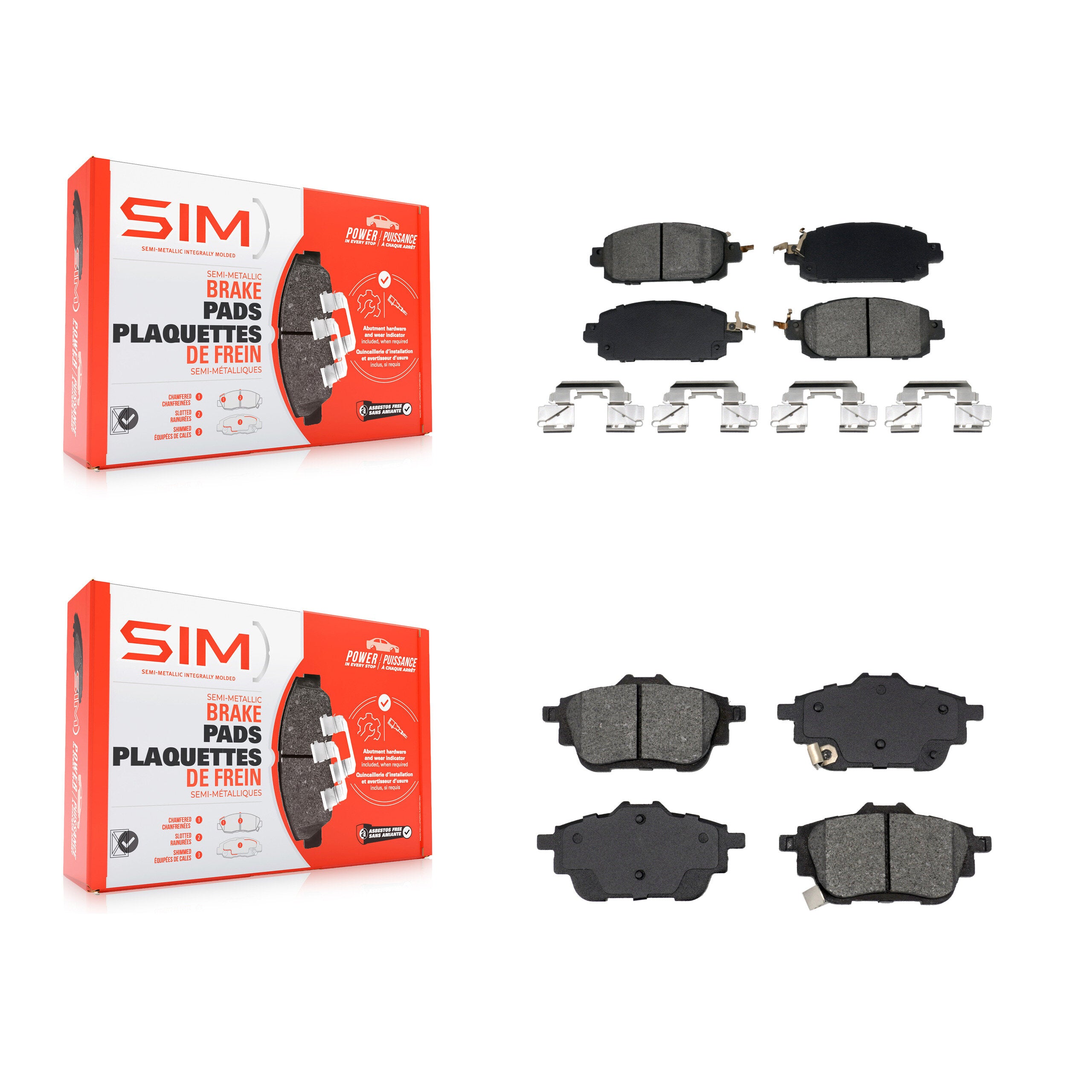 SIM KSM-100624 Disc Brake Pad for 2020-2023 Nissan Sentra - Front and Rear