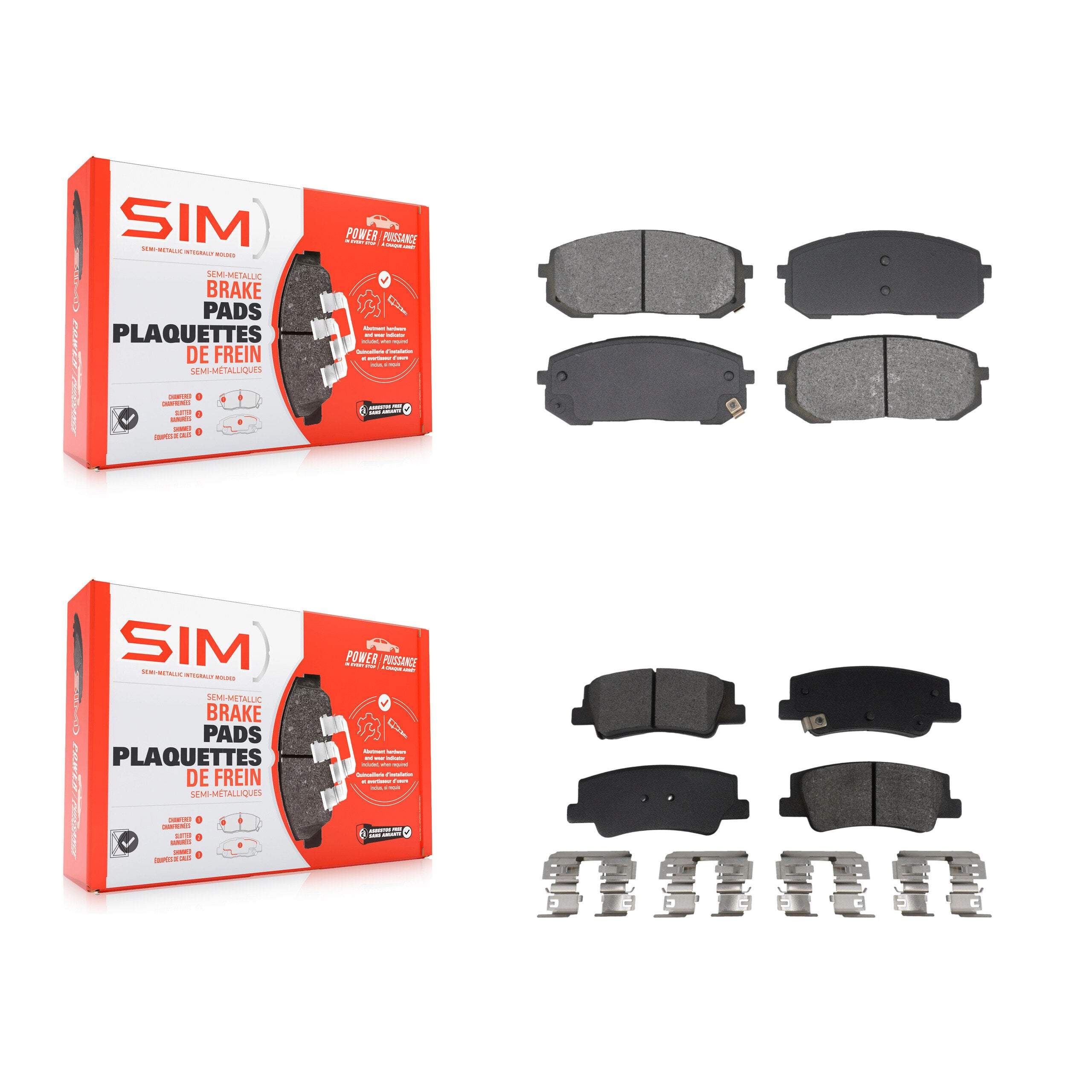 SIM KSM-100625 Disc Brake Pad for 2020-2025 Hyundai Sonata, Kia Niro EV, Kia K5 - Front and Rear
