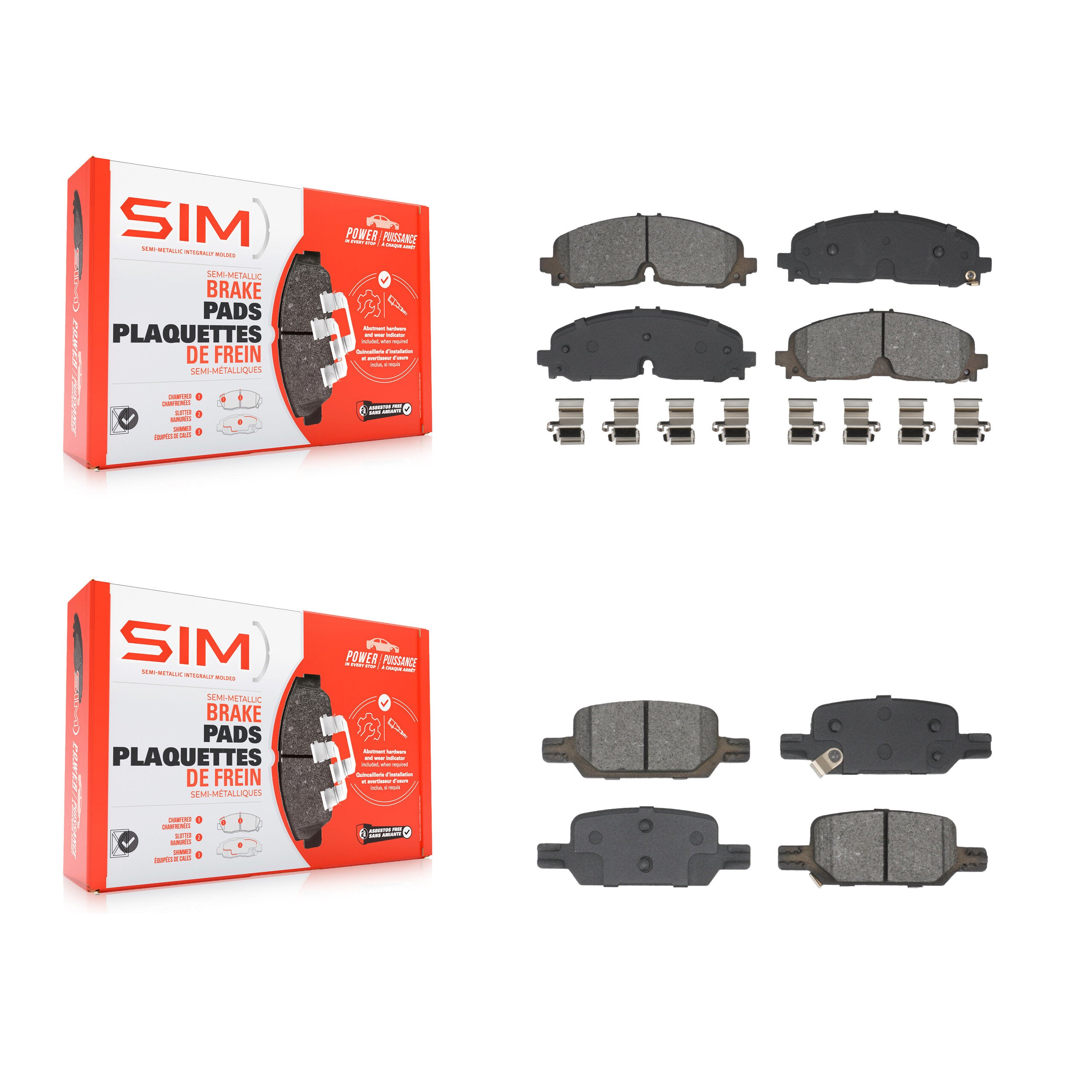 SIM KSM-100630 Disc Brake Pad for 2021-2022 Chevrolet Colorado, GMC Canyon - Front and Rear