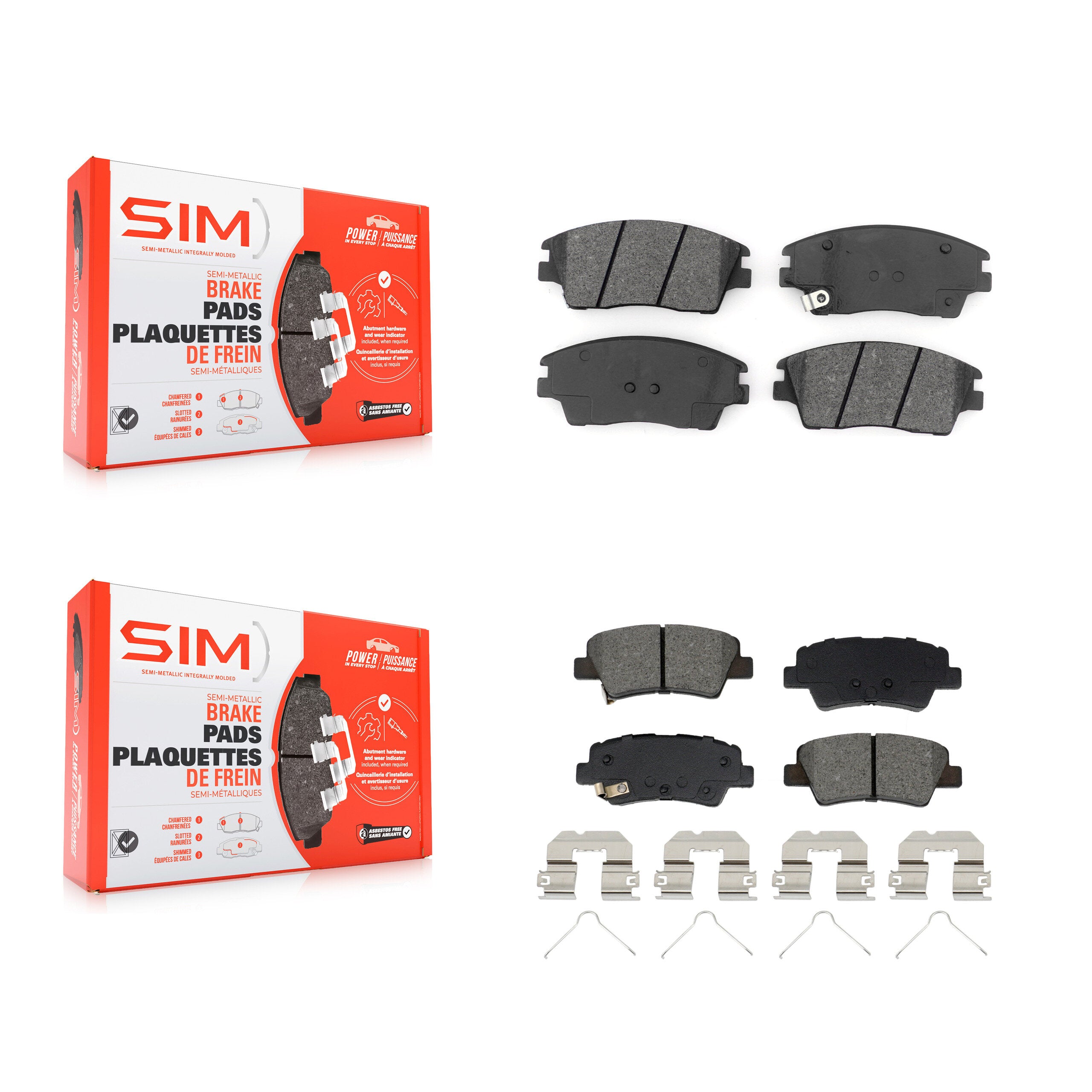 SIM KSM-100641 Disc Brake Pad for 2017-2022 Hyundai Tucson, Kia Sportage - Front and Rear