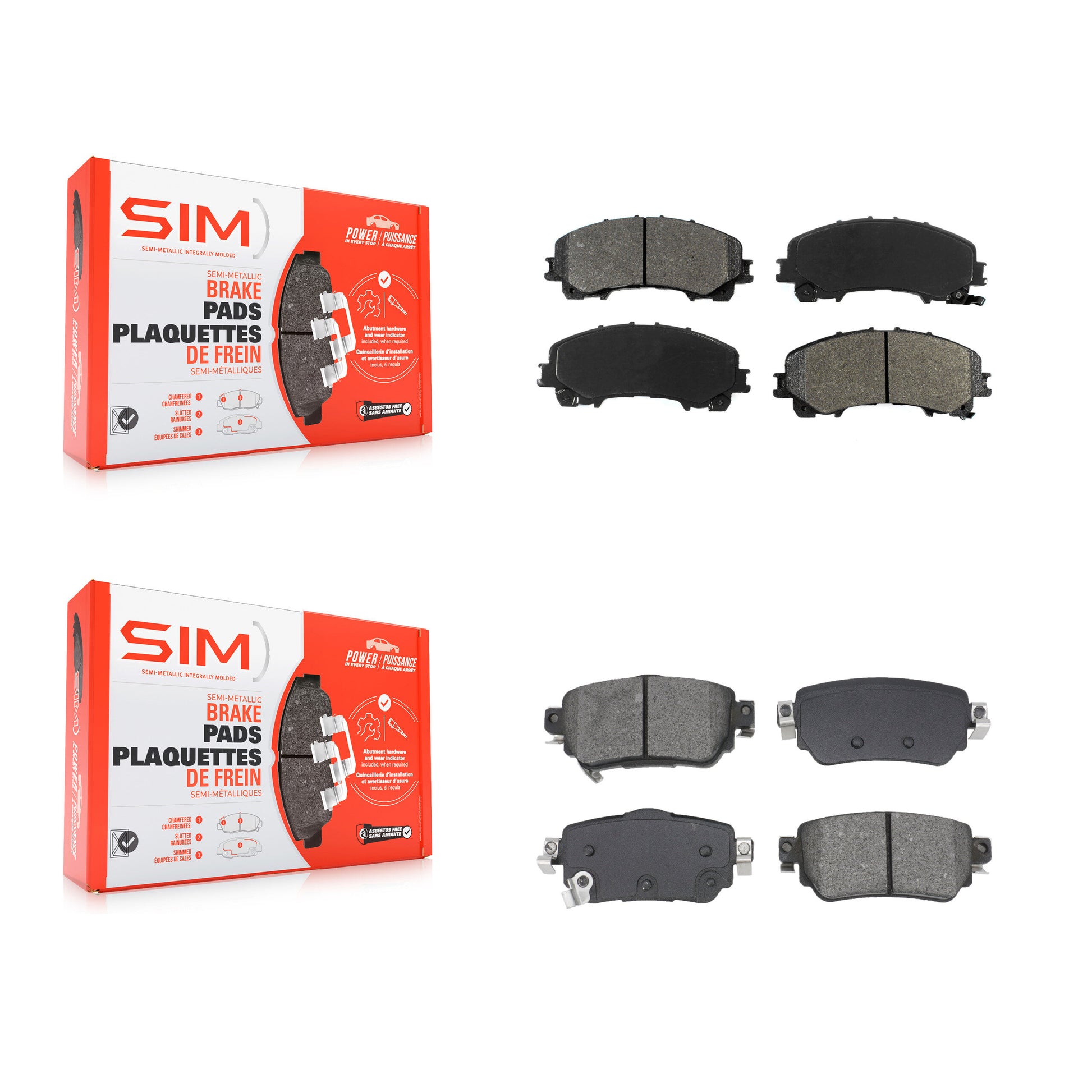 SIM KSM-100647 Disc Brake Pad for 2019 Nissan Rogue - Front and Rear