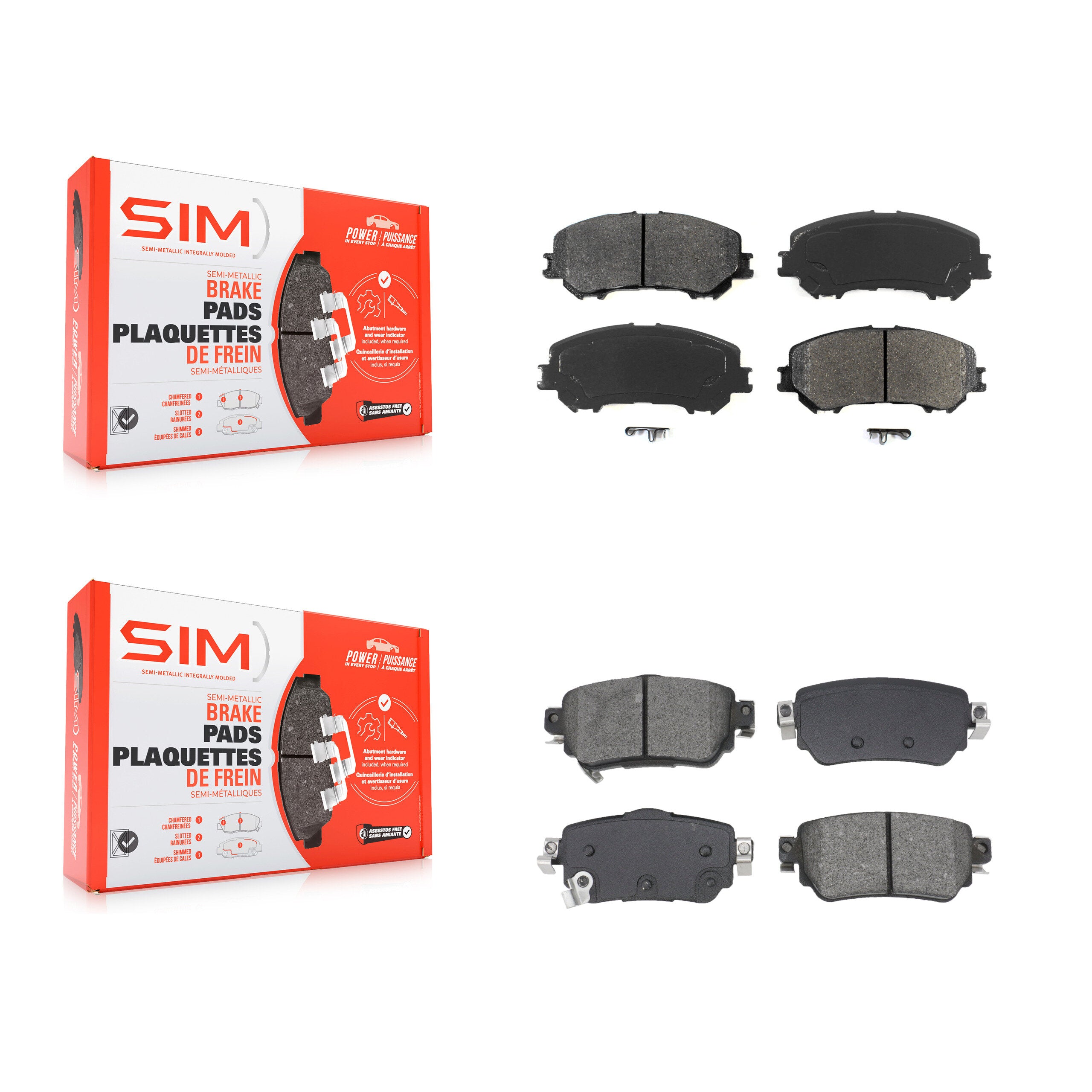SIM KSM-100648 Disc Brake Pad for 2019-2023 Nissan Rogue, Nissan Qashqai, Nissan Rogue Sport - Front and Rear