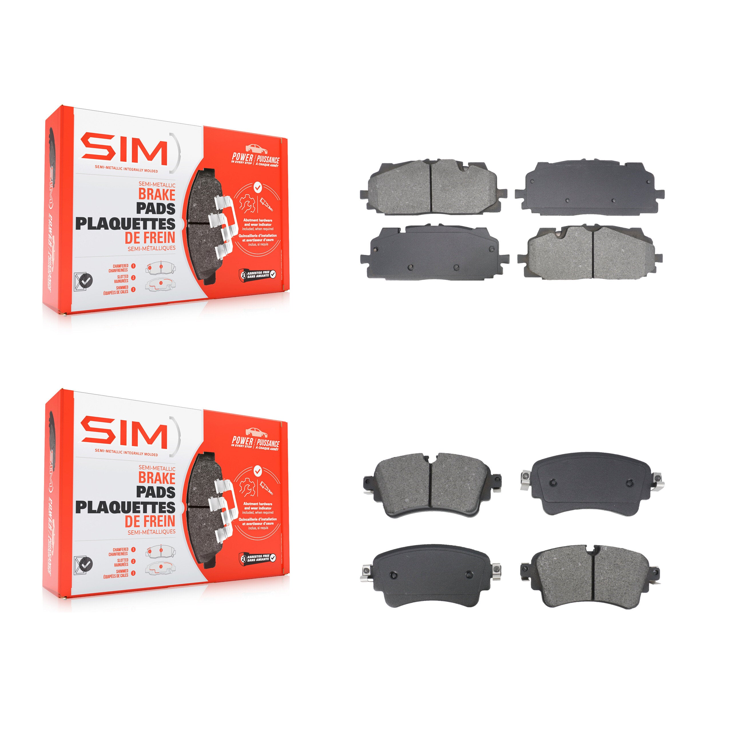 SIM KSM-100651 Disc Brake Pad for 2017-2020 Audi A6 allroad, Audi A6 Quattro and More - Front and Rear