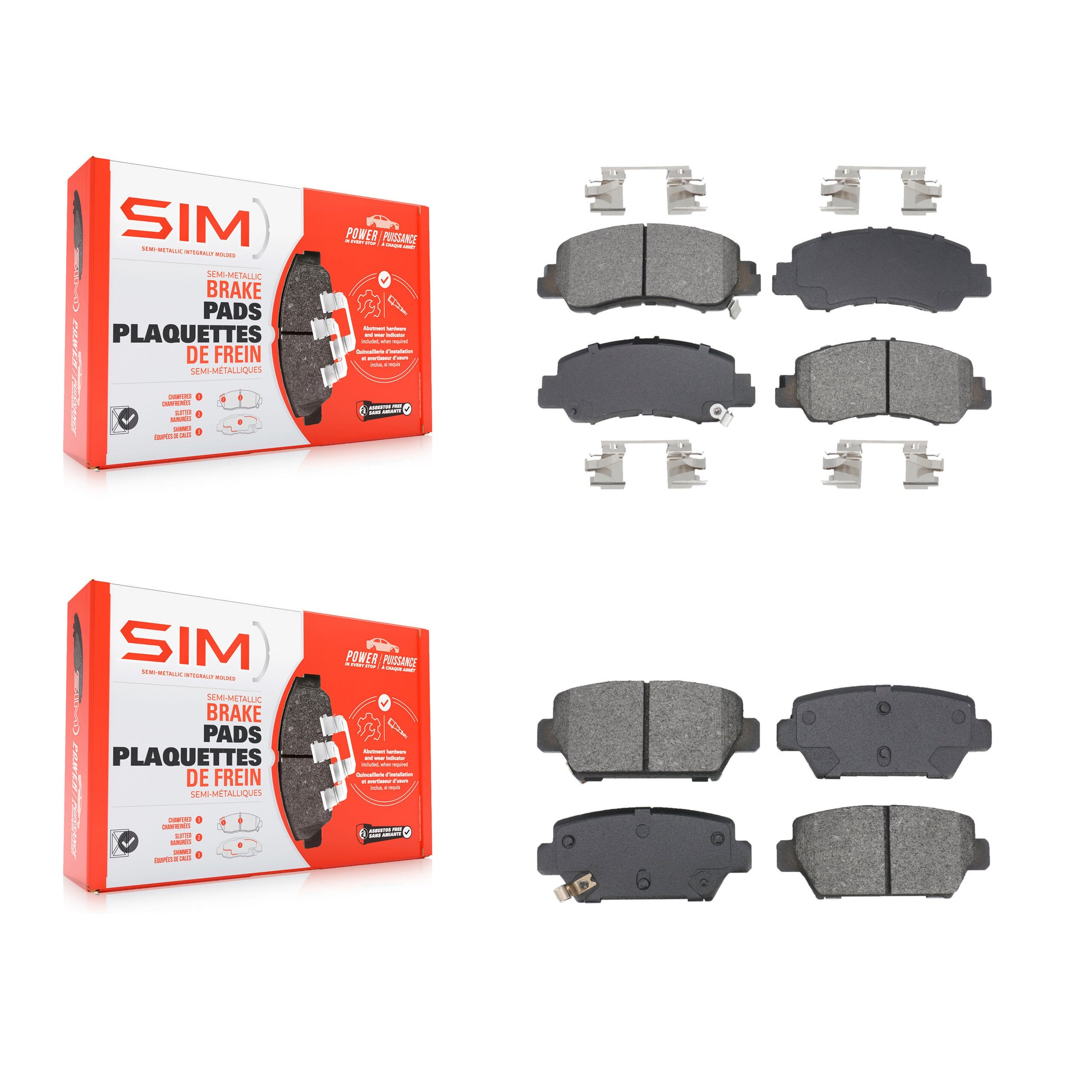SIM KSM-100652 Disc Brake Pad for 2018-2022 Mitsubishi Eclipse Cross - Front and Rear