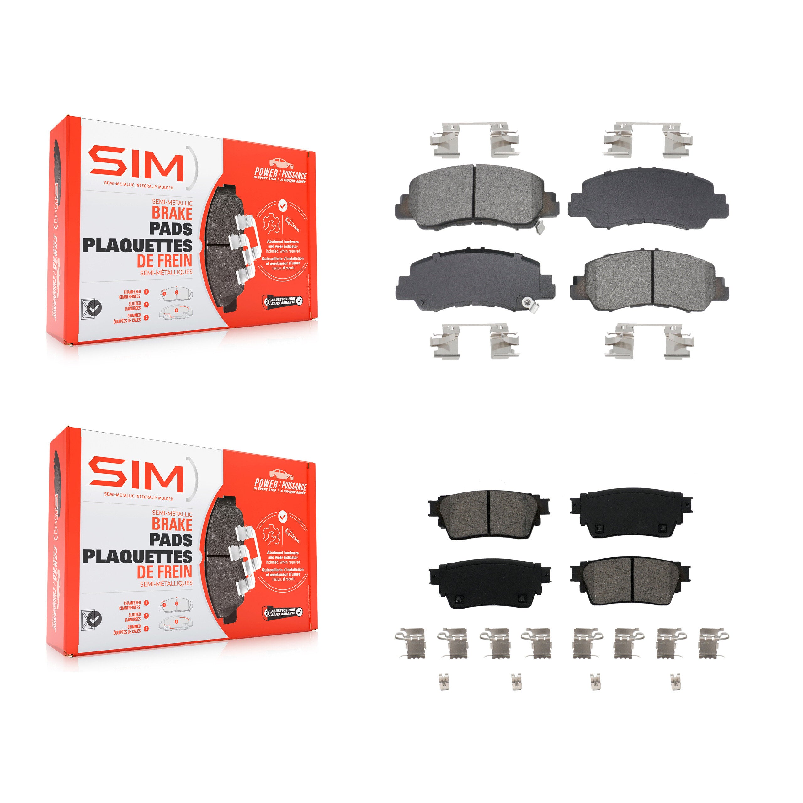 SIM KSM-100653 Disc Brake Pad for 2018-2022 Mitsubishi Eclipse Cross - Front and Rear