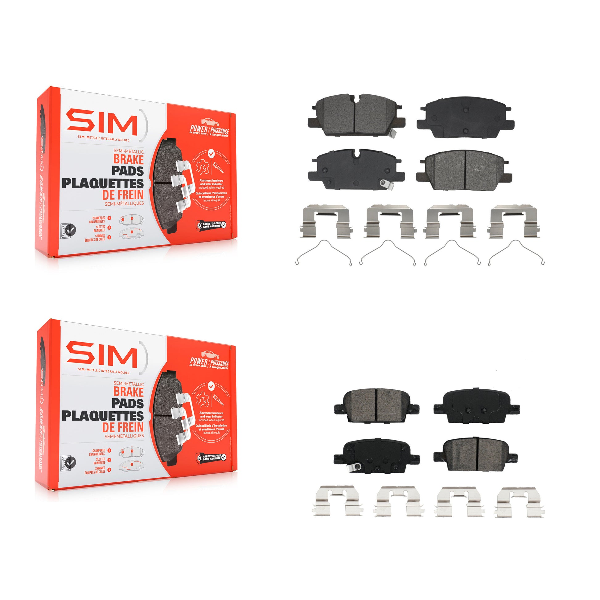 SIM KSM-100664 Disc Brake Pad for 2020-2022 Chevrolet Malibu - Front and Rear