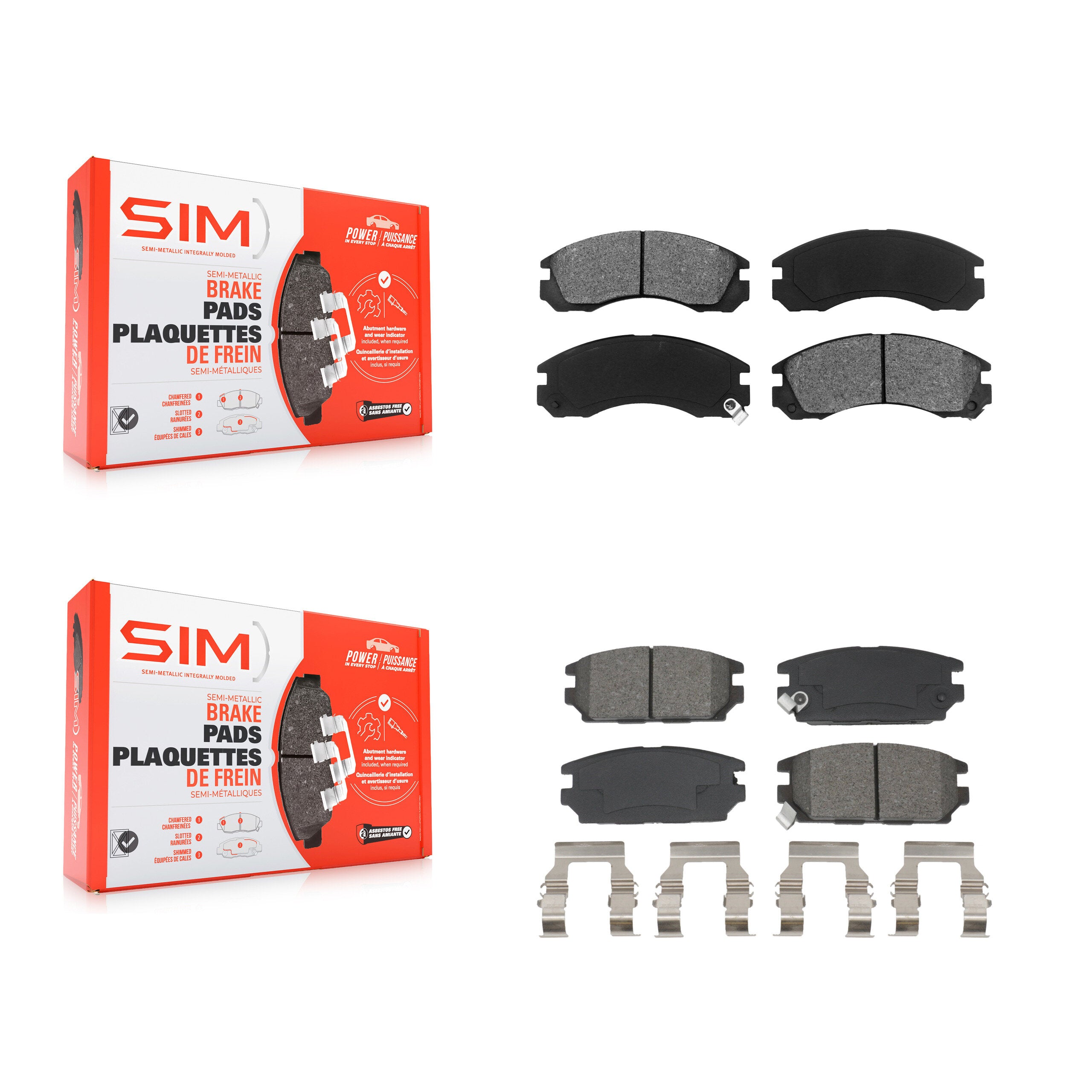 SIM KSM-100666 Disc Brake Pad for 1993-1995 Eagle Talon, Mitsubishi Eclipse, Mitsubishi Diamante - Front and Rear