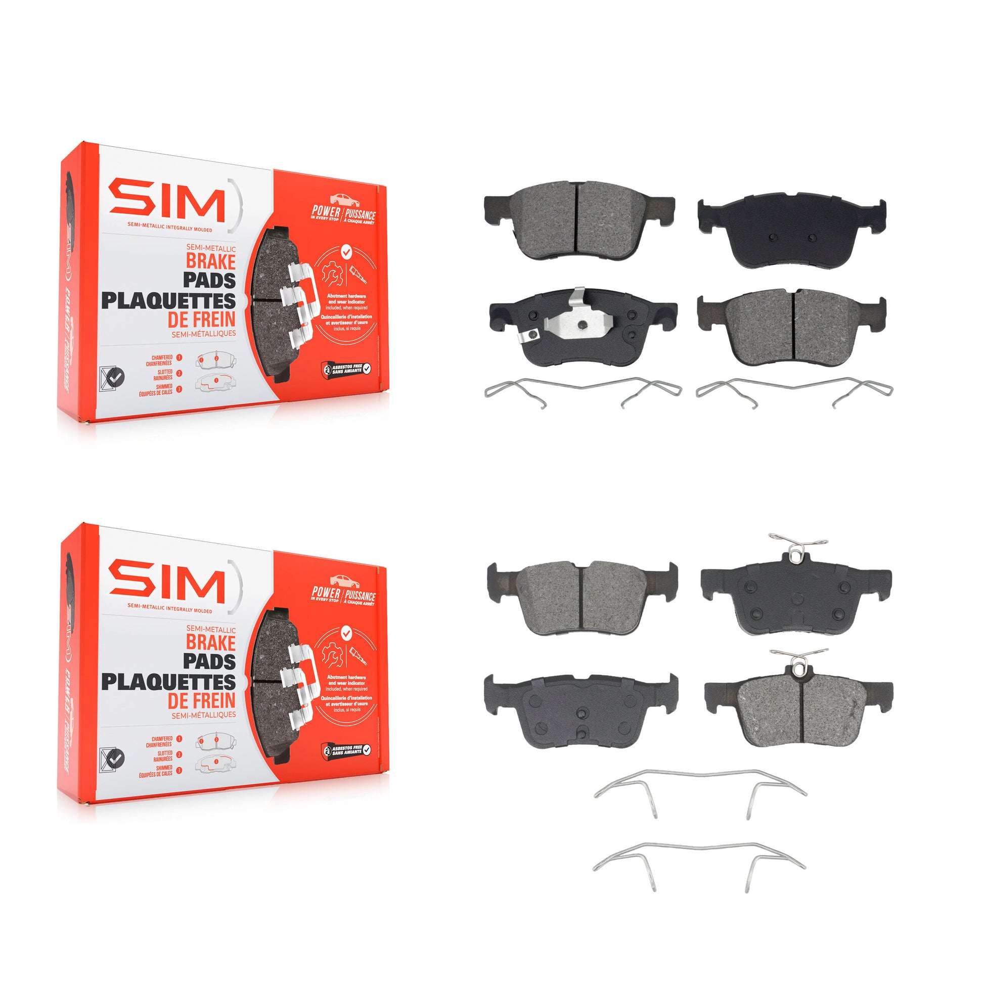 SIM KSM-100668 Disc Brake Pad for 2020-2023 Ford Maverick, Ford Bronco Sport and More - Front and Rear