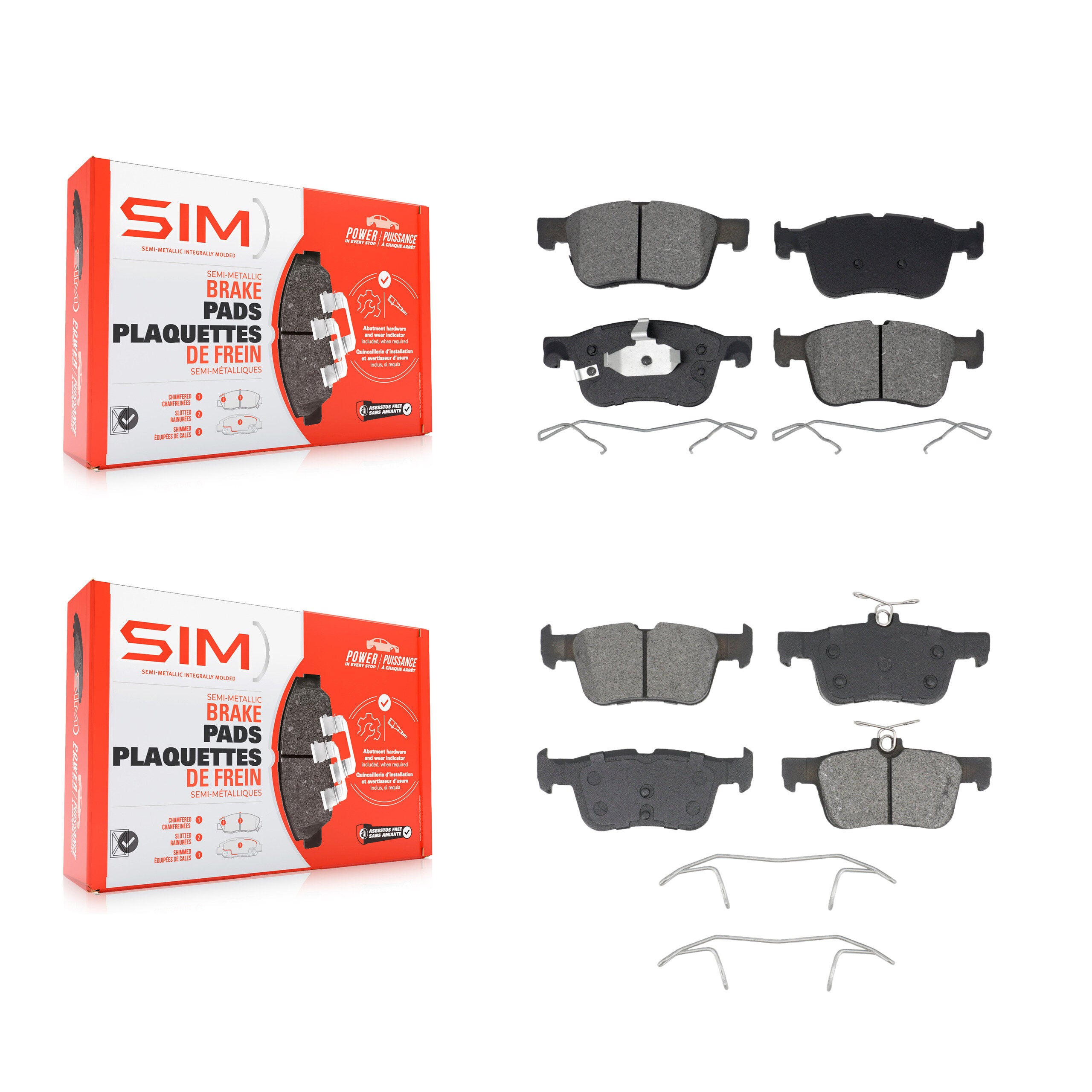 SIM KSM-100668 Disc Brake Pad for 2020-2023 Ford Maverick, Ford Bronco Sport and More - Front and Rear
