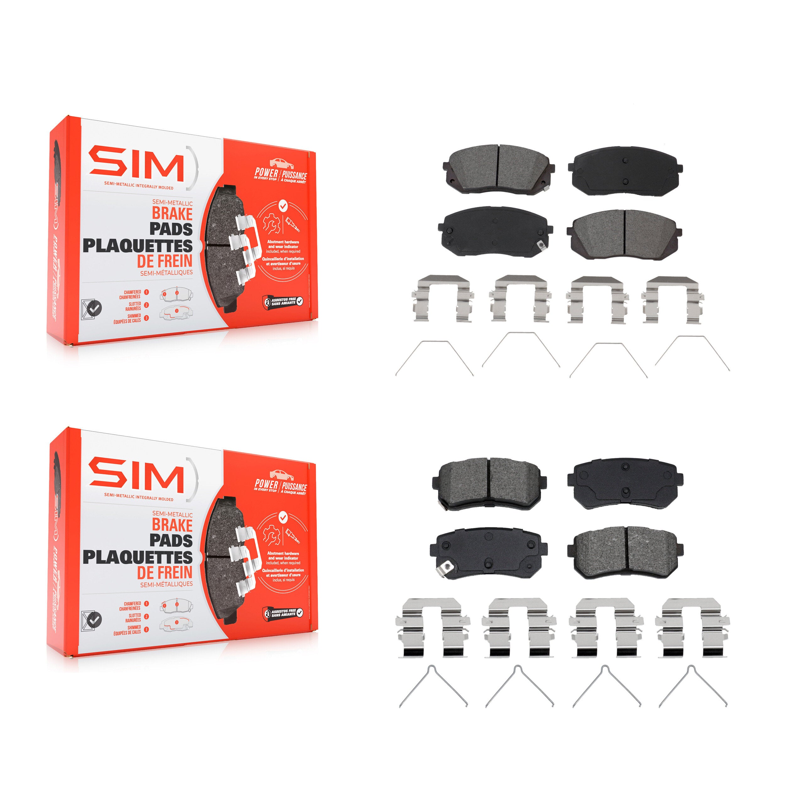 SIM KSM-100683 Disc Brake Pad for 2018-2024 Hyundai Kona, Kia Seltos - Front and Rear