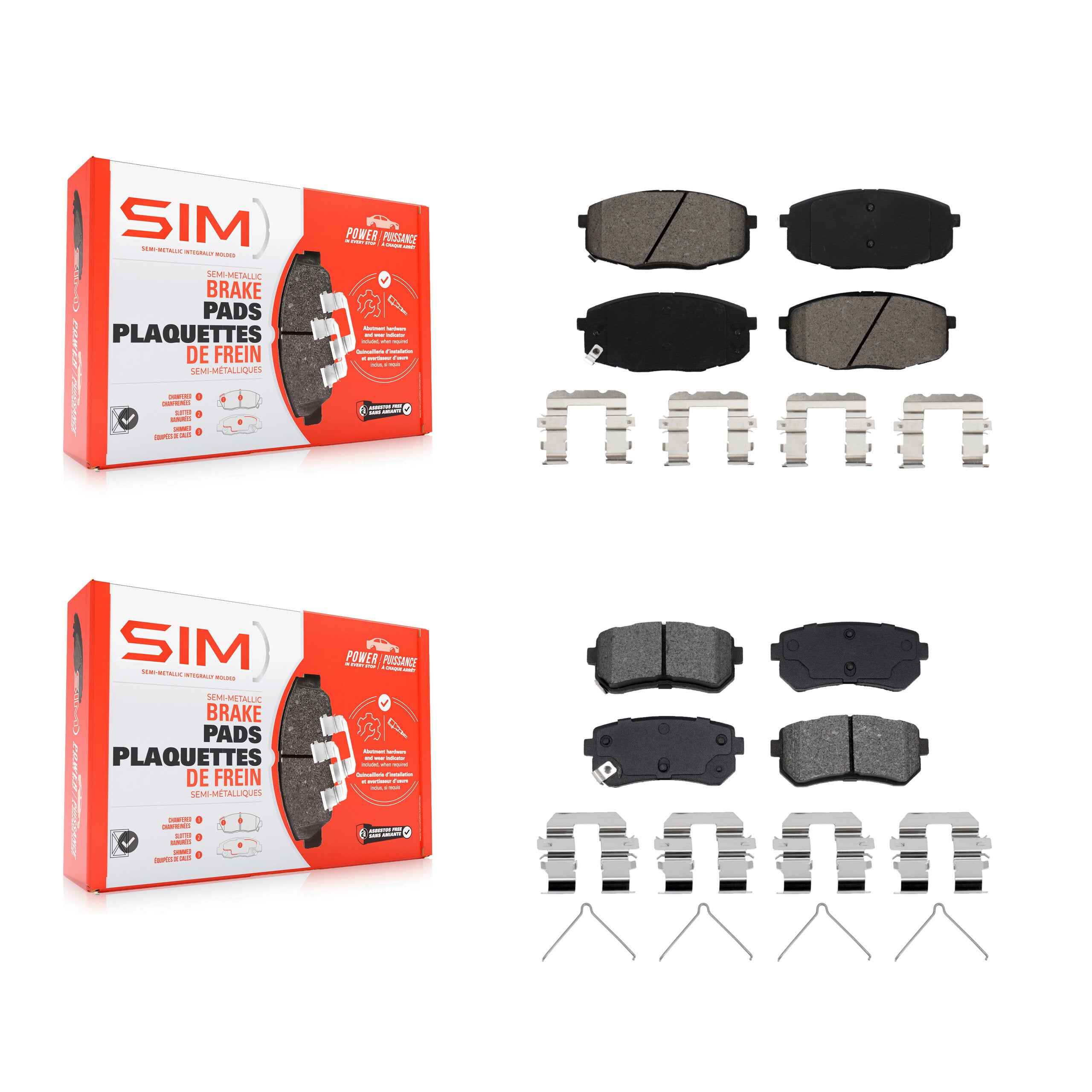 SIM KSM-100684 Disc Brake Pad for 2018-2024 Hyundai Kona, Kia Seltos - Front and Rear