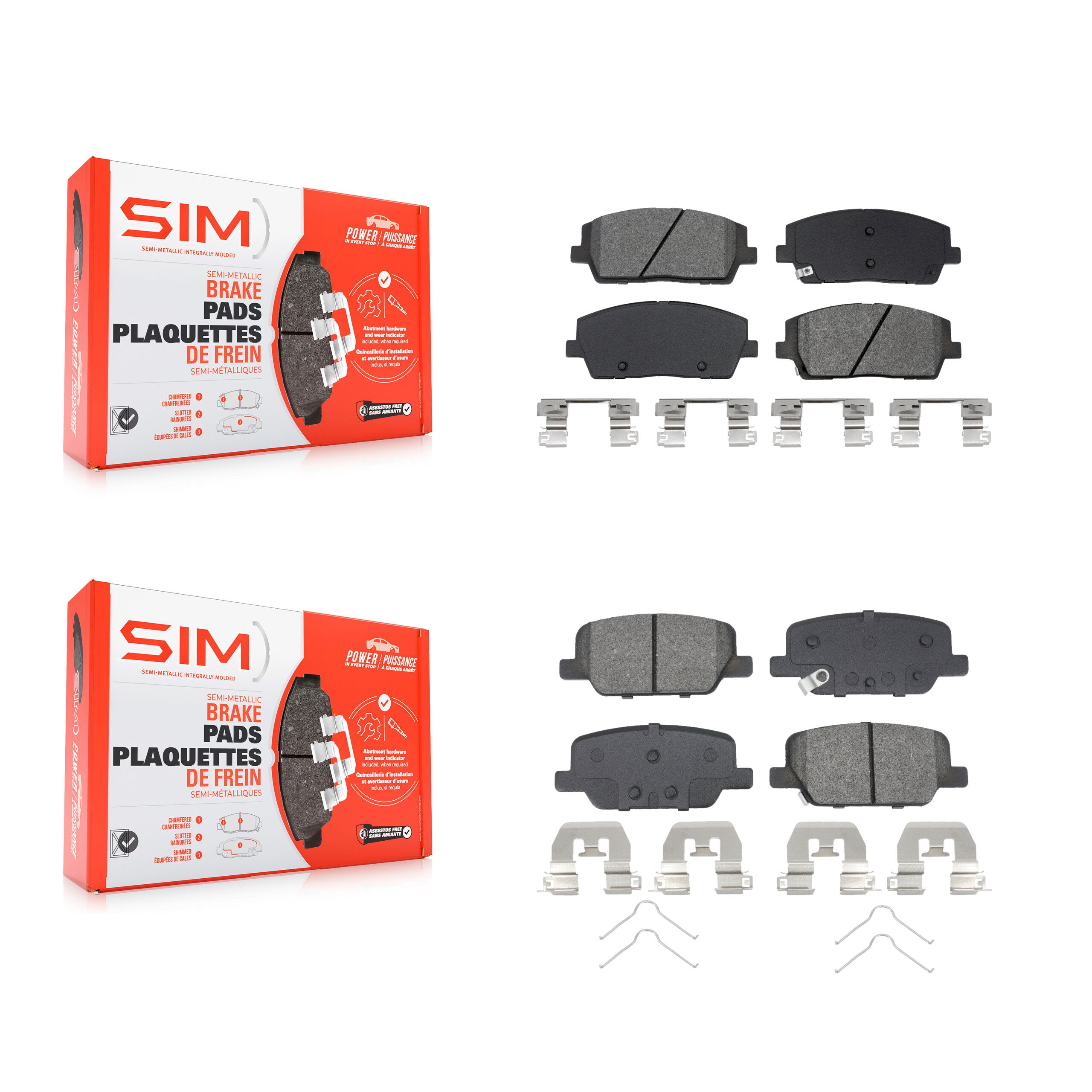 SIM KSM-100688 Disc Brake Pad for 2020-2024 Hyundai Palisade, Kia Telluride - Front and Rear