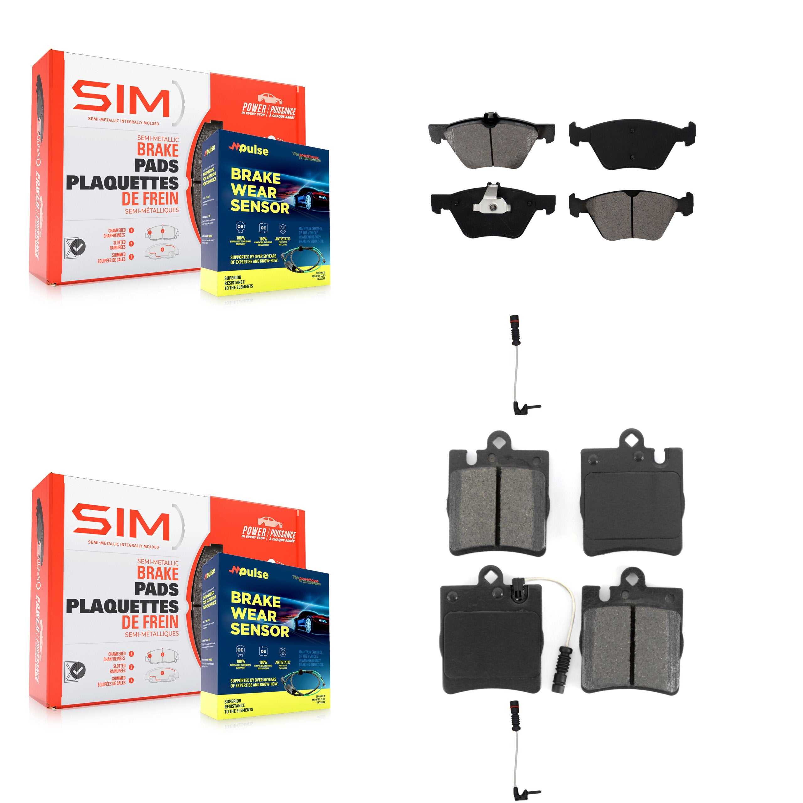 SIM KSW-100020 Disc Brake Pad for 1996-2002 Mercedes-Benz E430, Mercedes-Benz CLK320, Mercedes-Benz E320 - Front and Rear