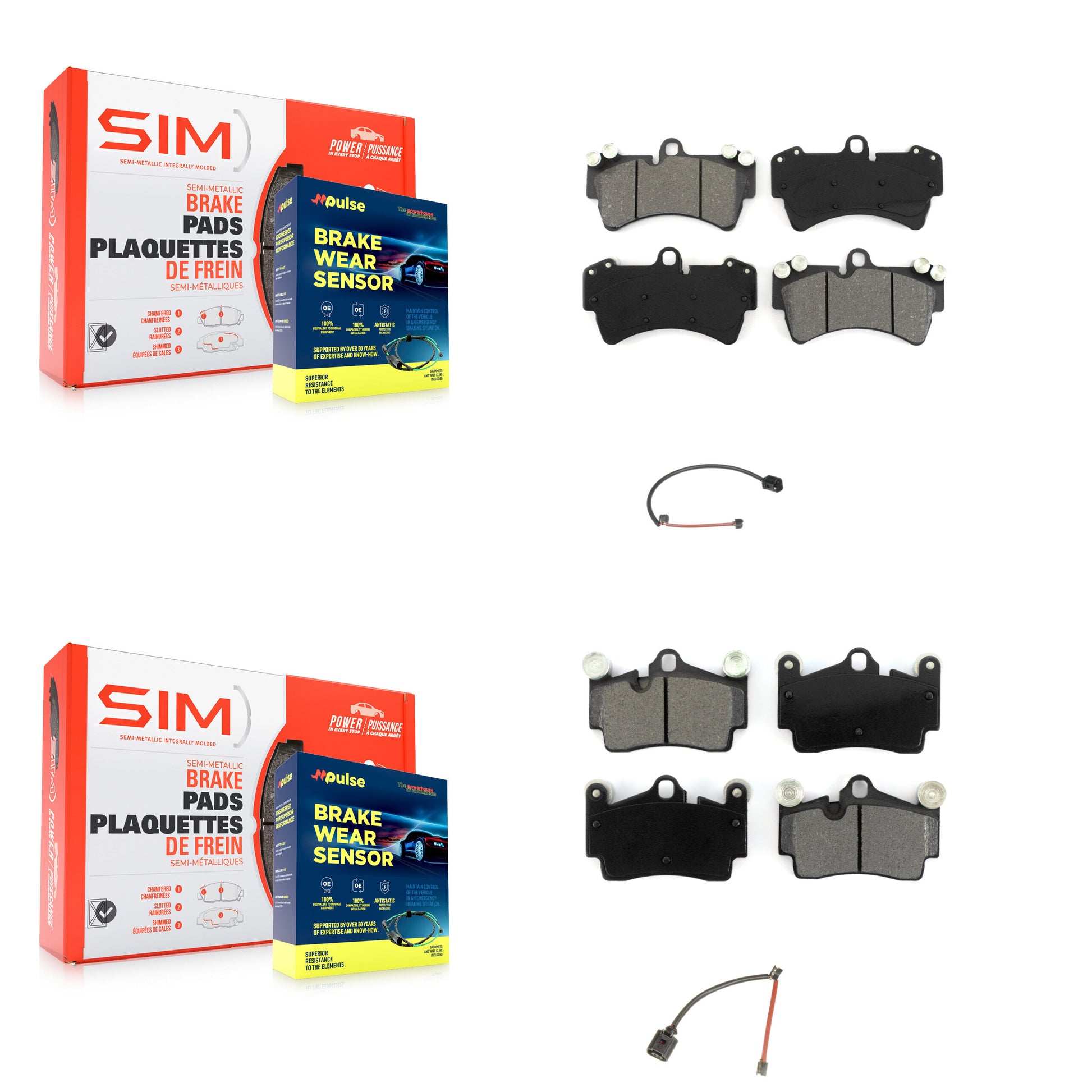 SIM KSW-100025 Disc Brake Pad for 2007-2015 Audi Q7, Porsche Cayenne - Front and Rear