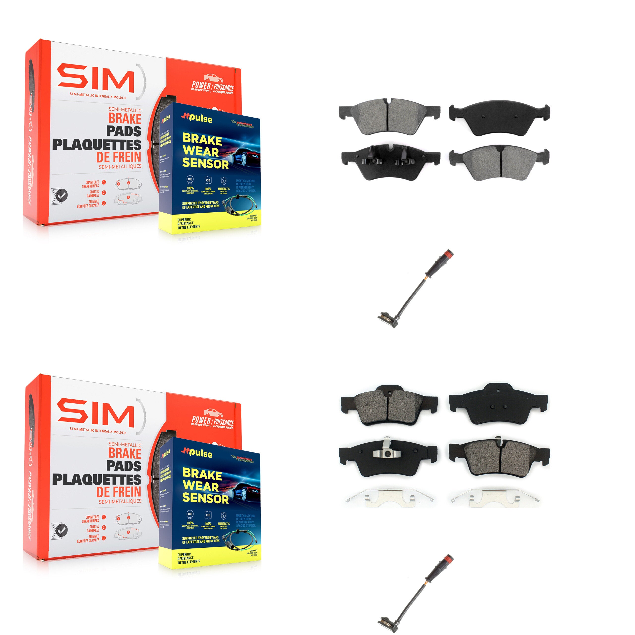 SIM KSW-100026 Disc Brake Pad for 2005-2013 Mercedes-Benz R350, Mercedes-Benz G55 AMG and More - Front and Rear